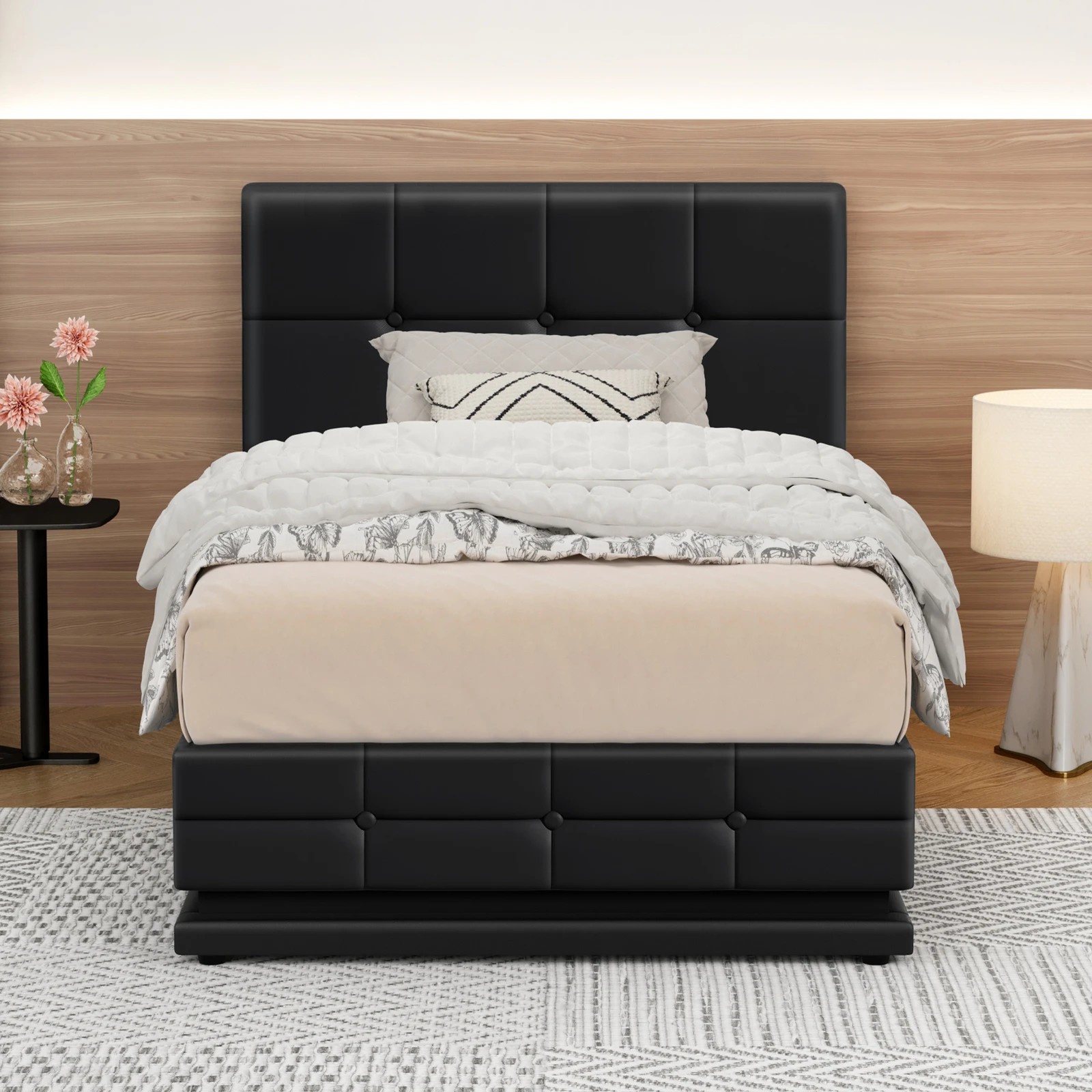 3 Alfordson Bed Frame King Single Platform RGB LED Gas Lift Base Storage - Black, 3 of 10