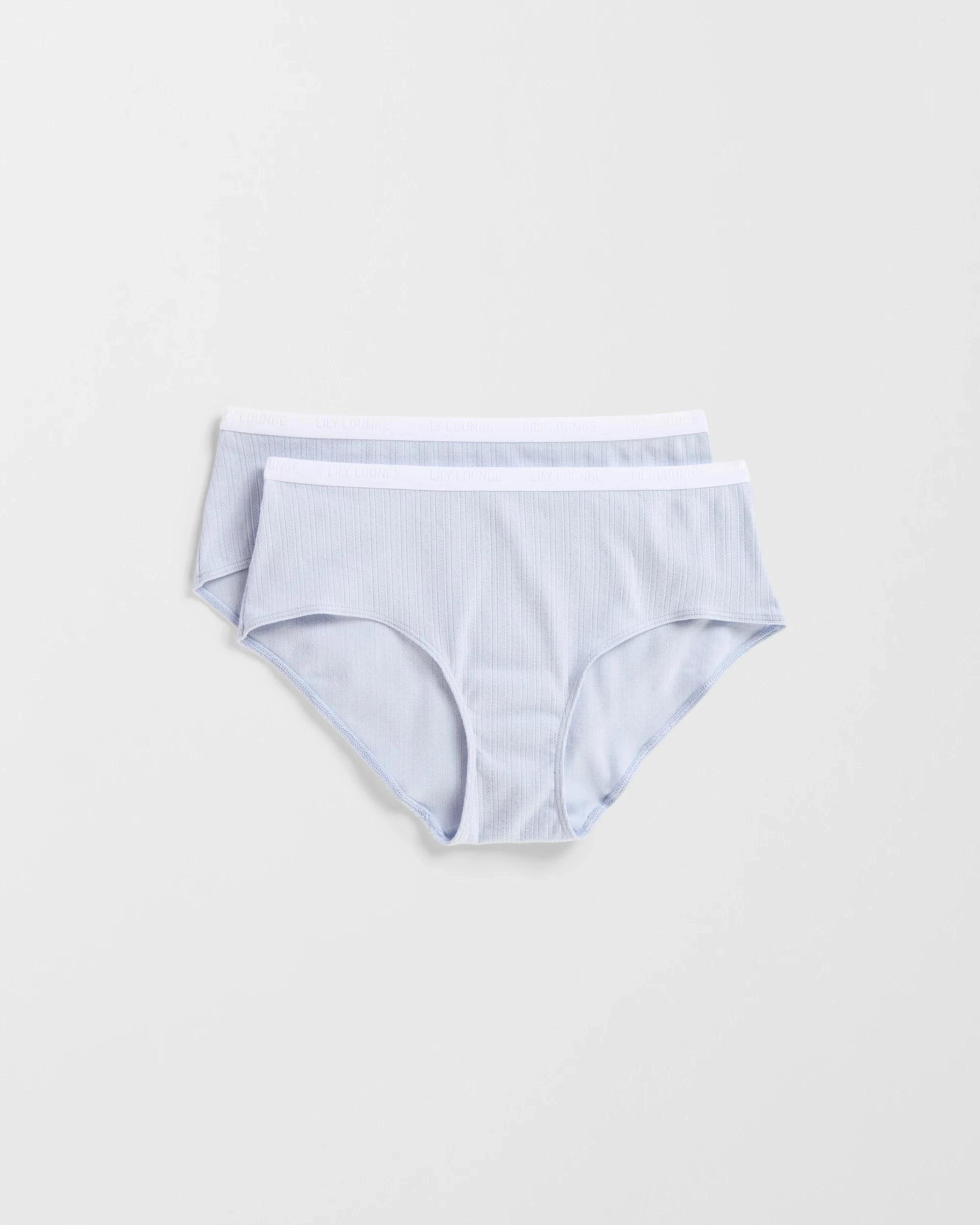 1 Lily Loves Australian Cotton 2 Pack Pointelle Boyleg Briefs HALOGEN BLUE, 1 of 6