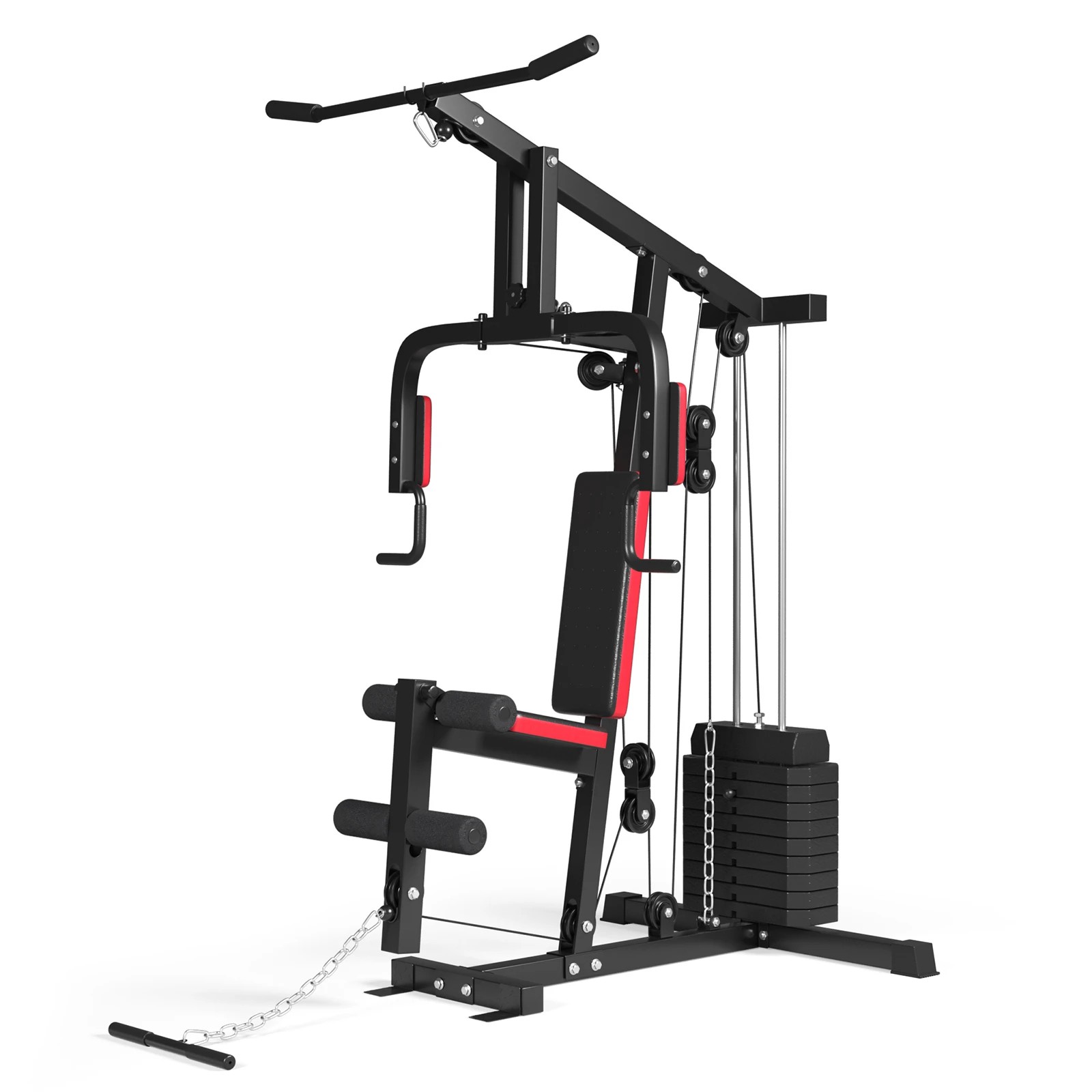 1 Costway Multi Home Gym Station Cable Strength Machine Exercise Fitness Equipment Bench Press, 1 of 1