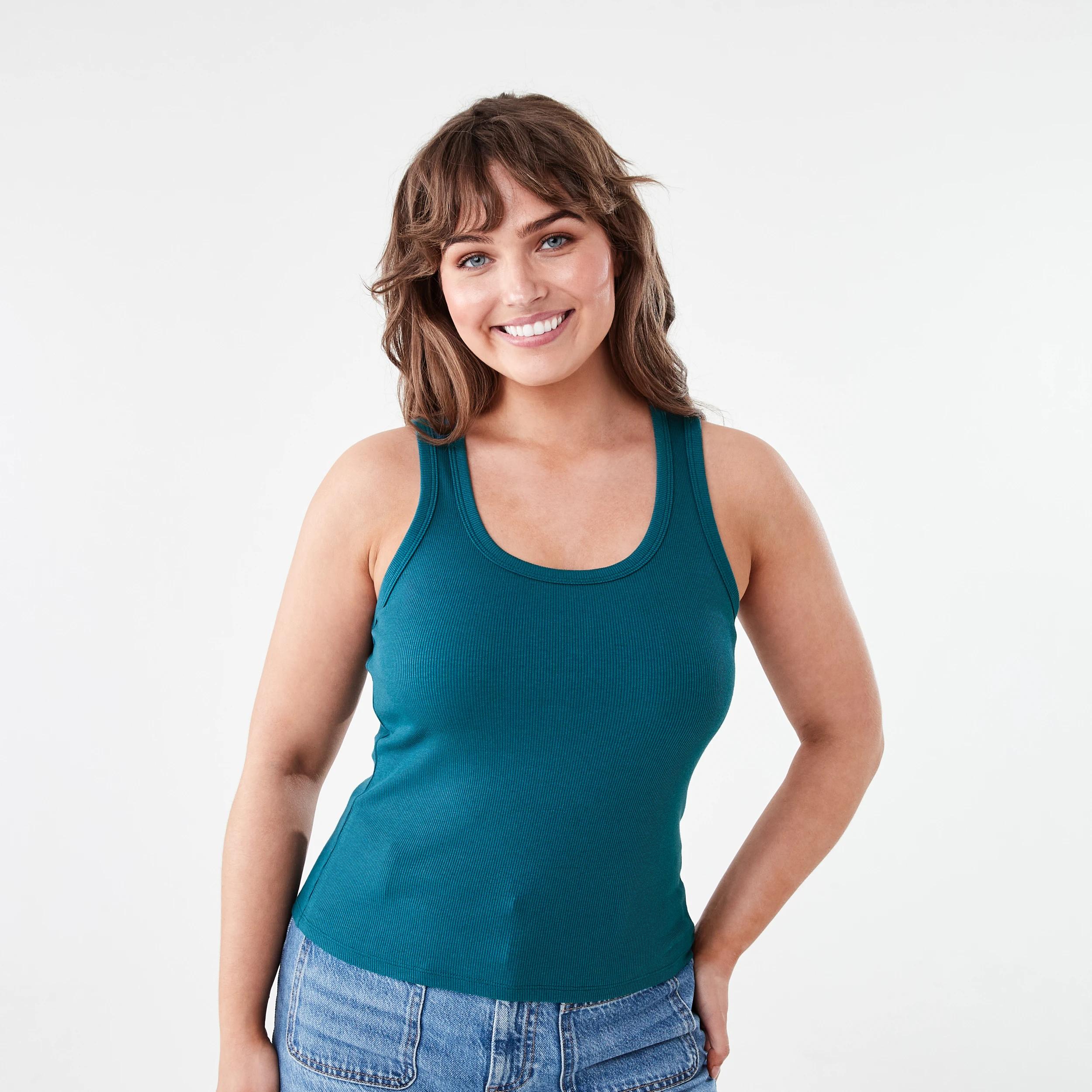 1 Sleeveless Rib Tank Teal Coral, 1 of 5
