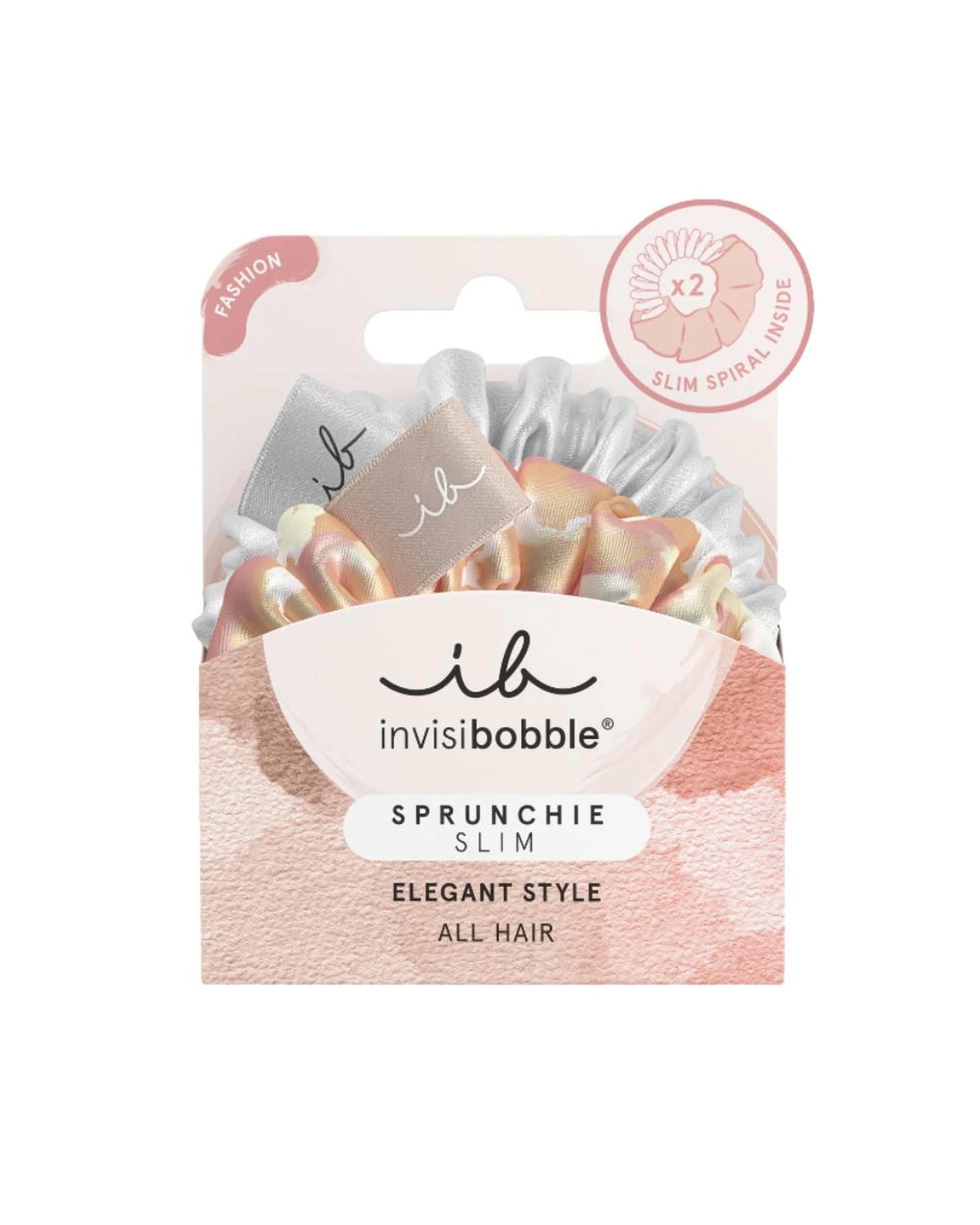 1 Invisibobble Sprunchie Slim Spiral Scrunchie 2Pk - Bella Chrome - Pink, 1 of 2