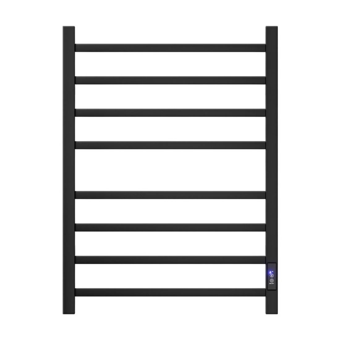3 Devanti Heated Towel Rail 8 Square Bars with Timer Electric Heater Warmer Rack - Black, 3 of 6