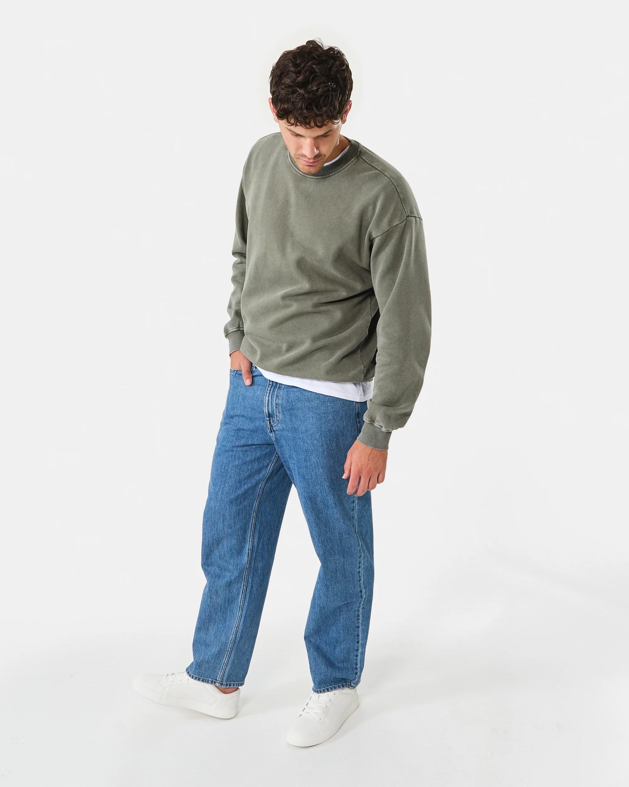 3 Garment Dyed Crew Neck Sweatshirt Grn Smkolv, 3 of 8