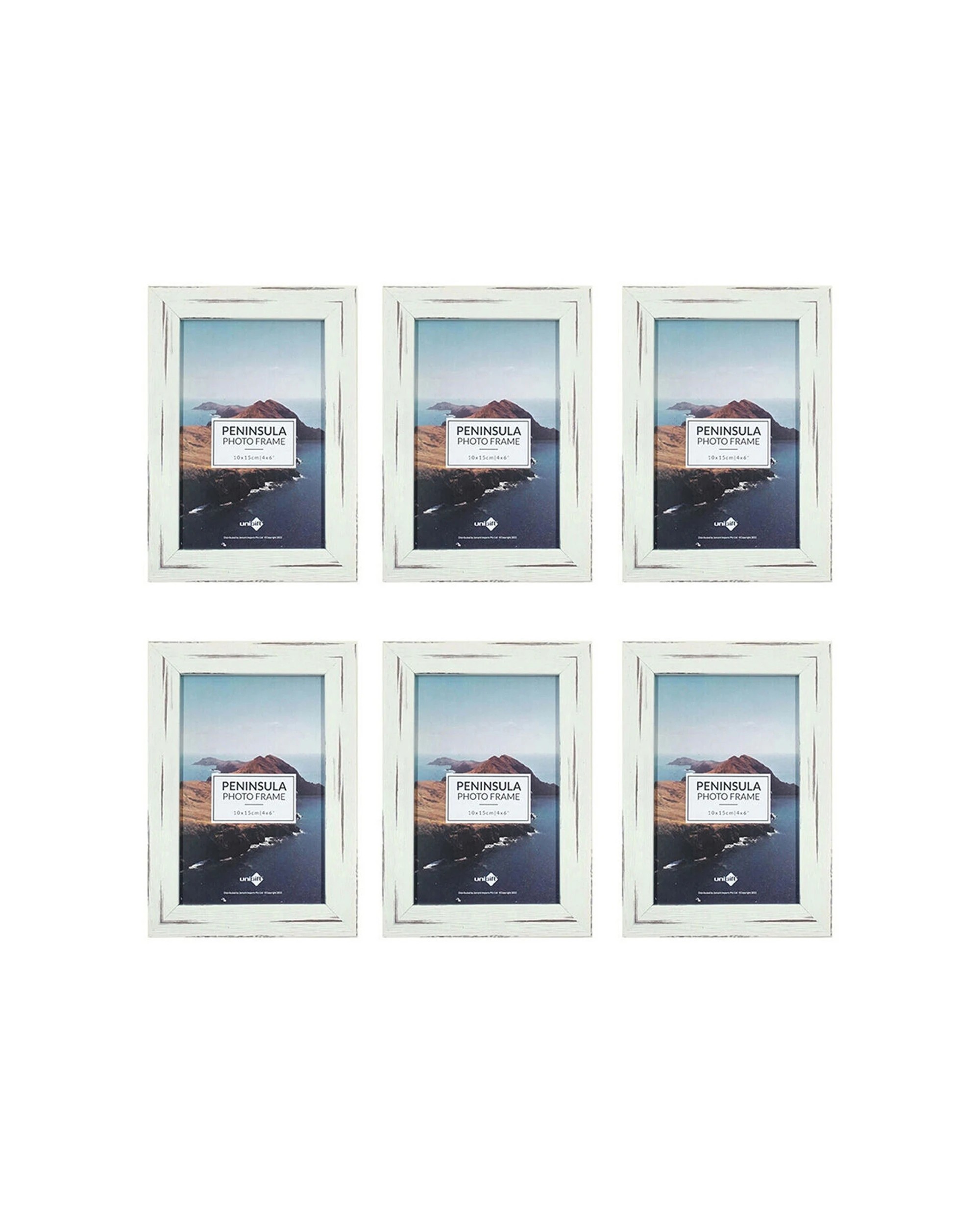1 Unigift 6PK Peninsula Glass Picture Photo Frame 10x15cm - White, 1 of 2