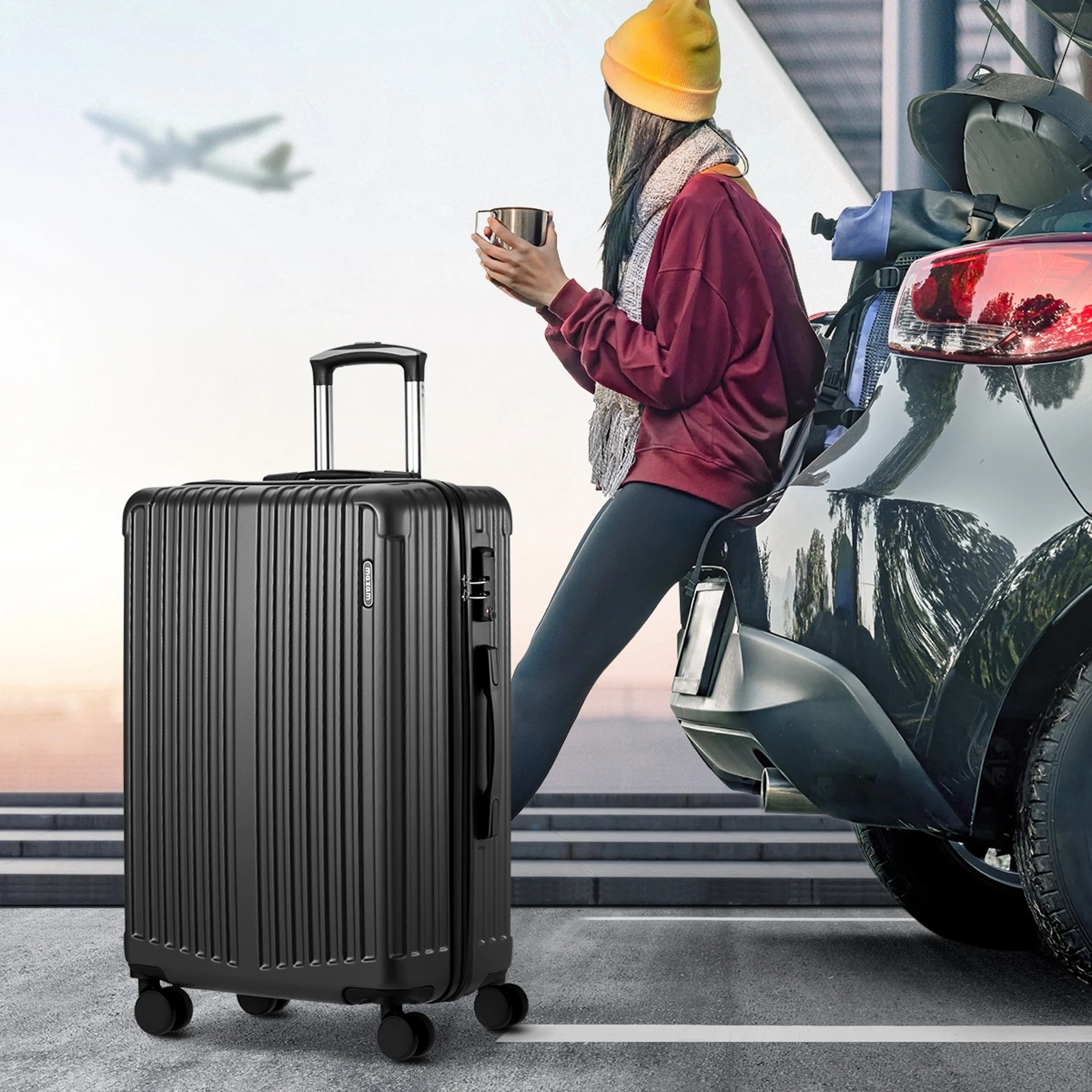 4 Mazam 3PCS Luggage Suitcase Trolley Set TSA Lock Hard Case - Grey, 4 of 9