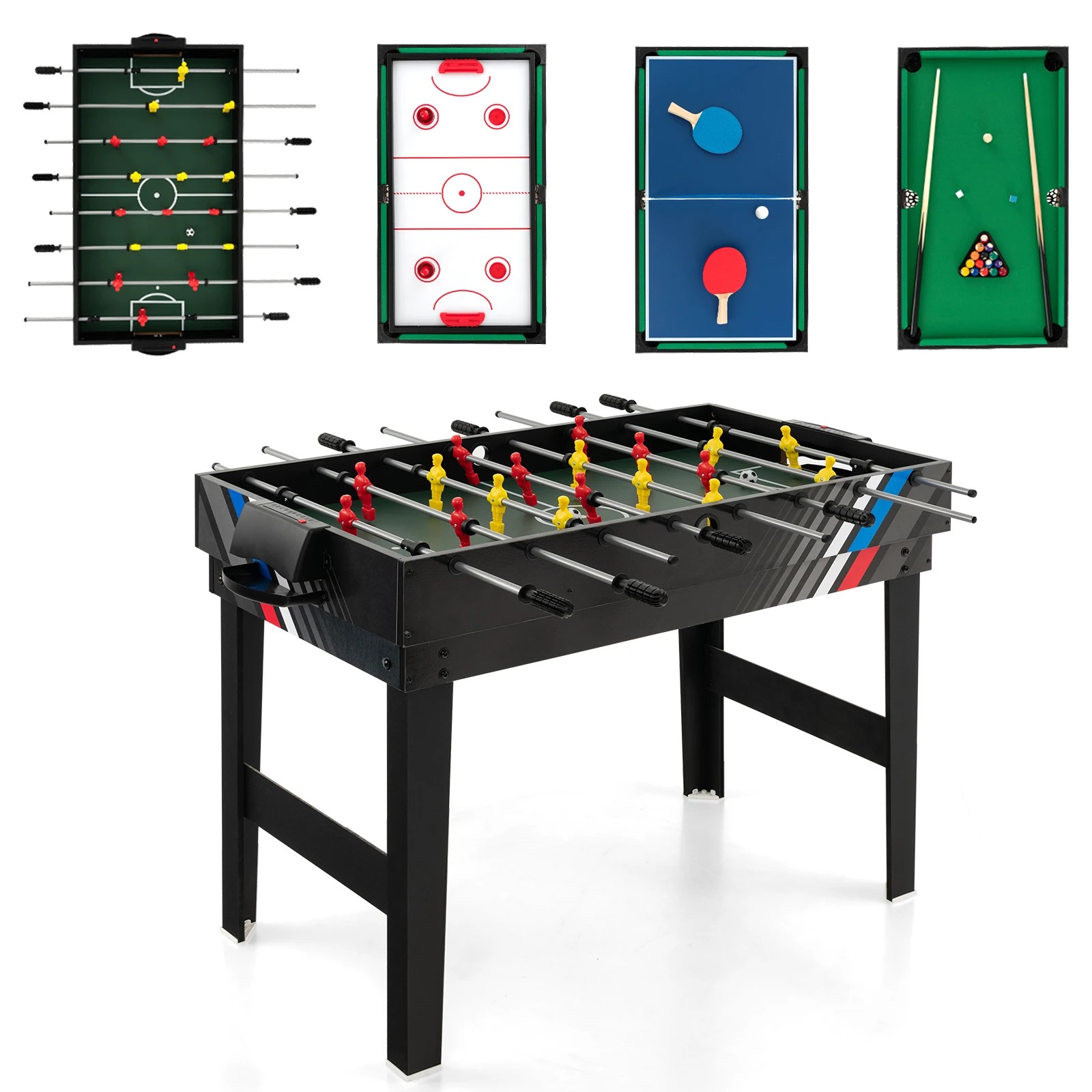 1 Costway 4in1 Foosball Game Soccer Table Set Multi-fuction Games Table - Black, 1 of 1