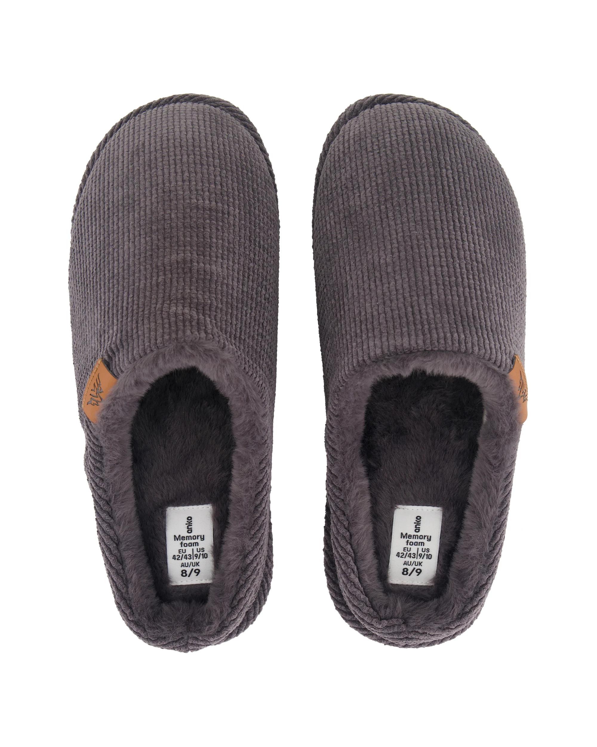 2 Velour Corduroy Scuffs Grey, 2 of 3