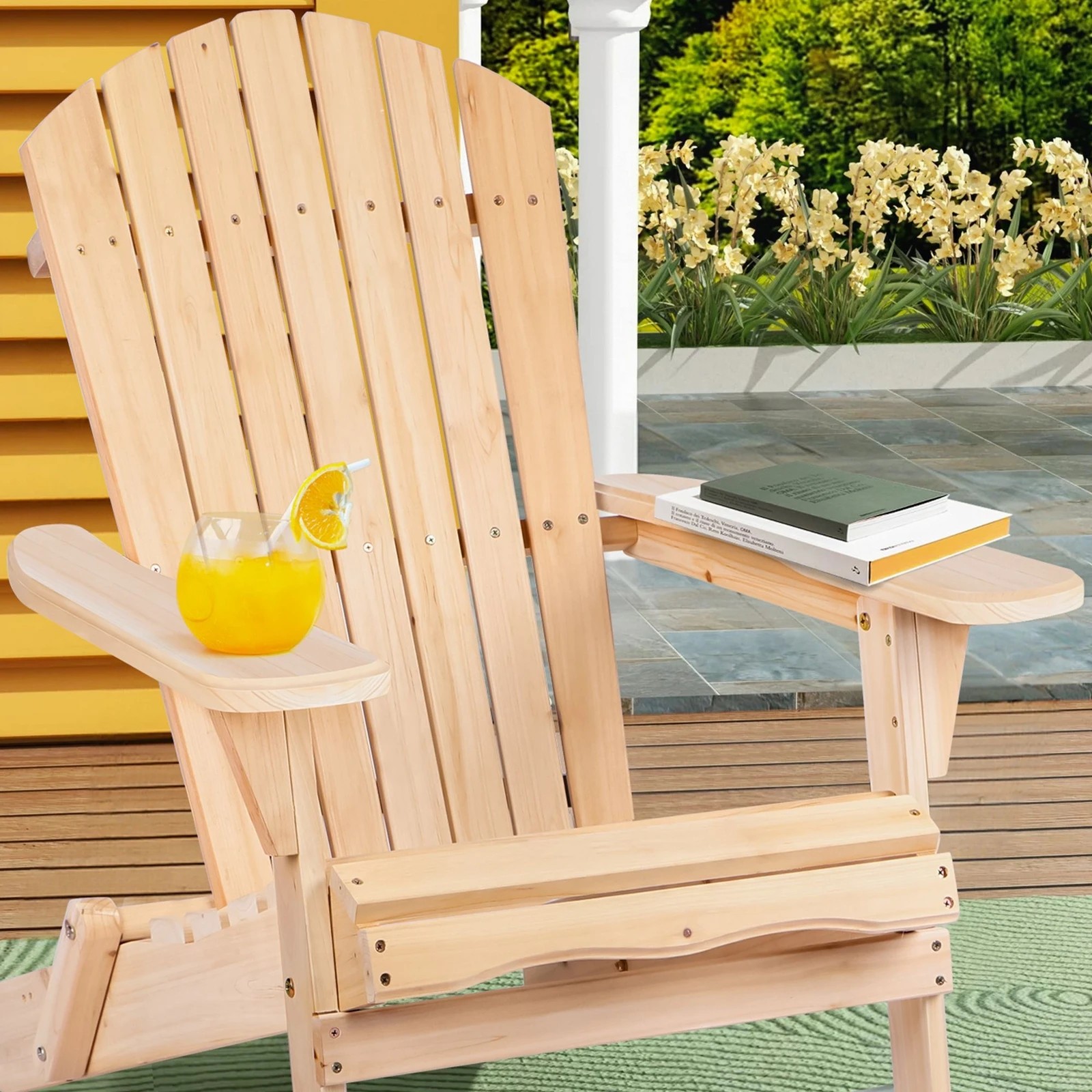 4 Alfordson Adirondack Chair Table 2PCS Set Wooden Outdoor Furniture Beach - Natural, 4 of 9