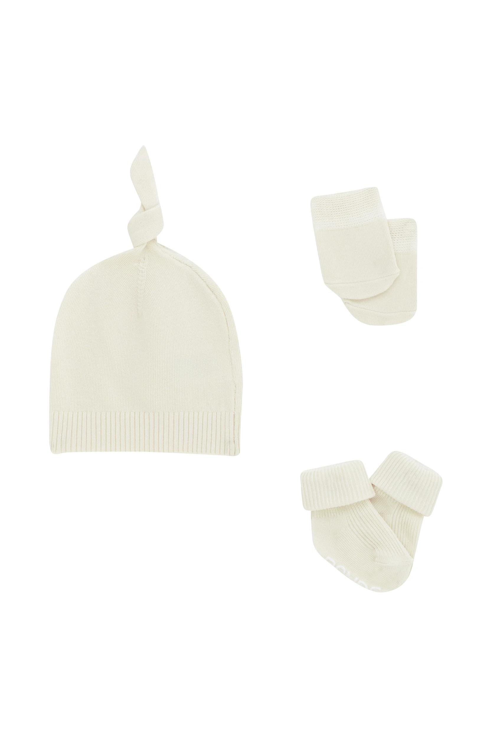 2 Bonds Baby Beanie, Mitten and Socks Set MARSCAPONE, 2 of 2