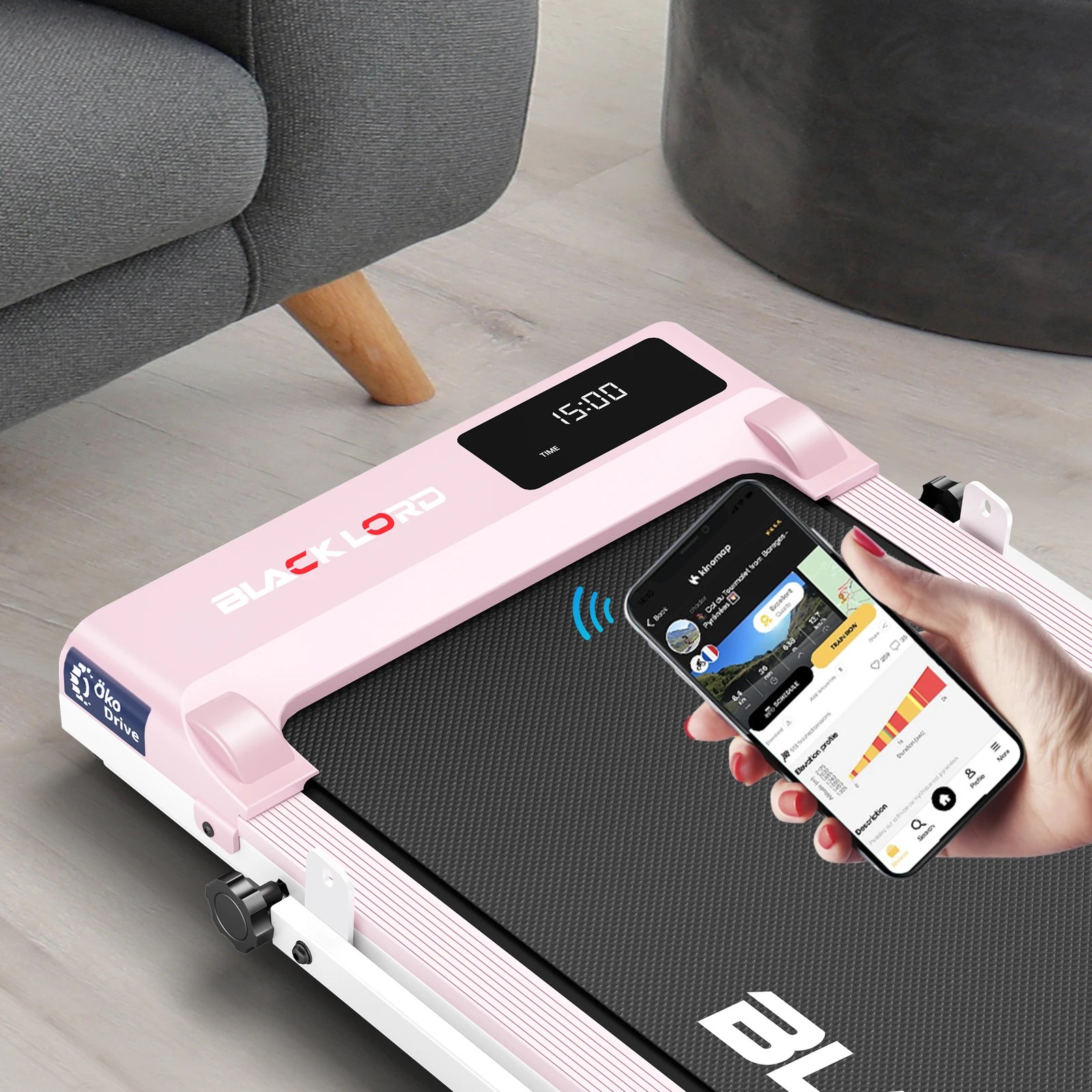 2 Black Lord Treadmill Electric Walking Pad Under Desk Home Gym Incline Fitness - Pink, 2 of 10