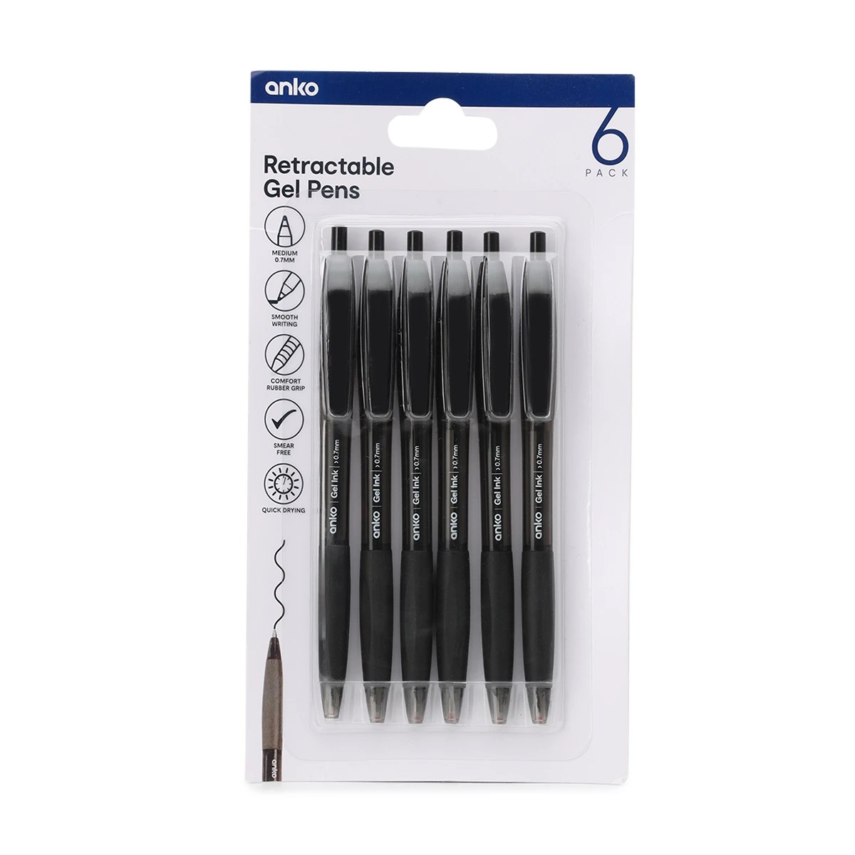 1 6 Pack Retractable Gel Pens - Black, 1 of 4