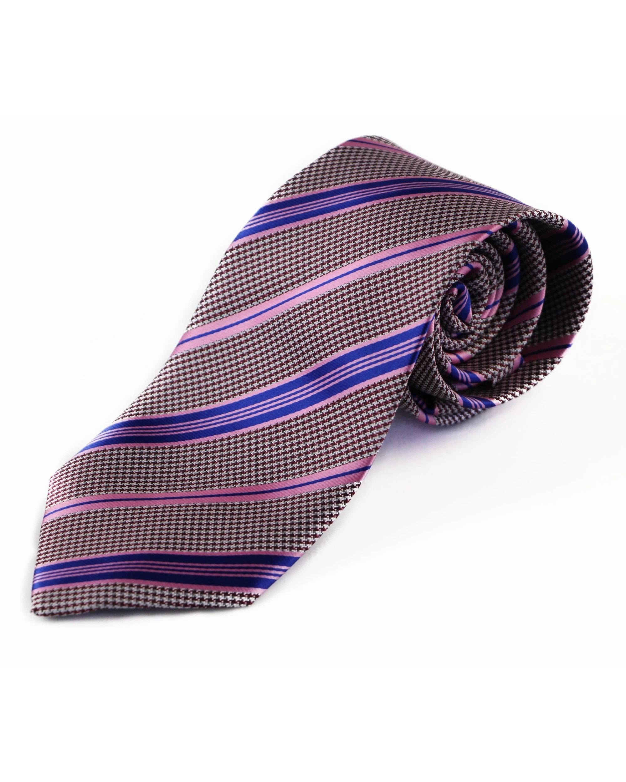 2 Zasel Mens Pink & Purple Striped 8cm Patterned Neck Tie, 2 of 2
