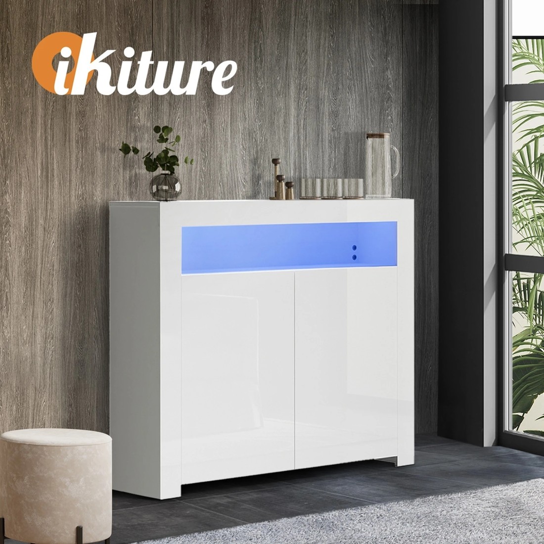 7 Oikiture Buffet Sideboard Led Rgb High Gloss
 - White, 7 of 10