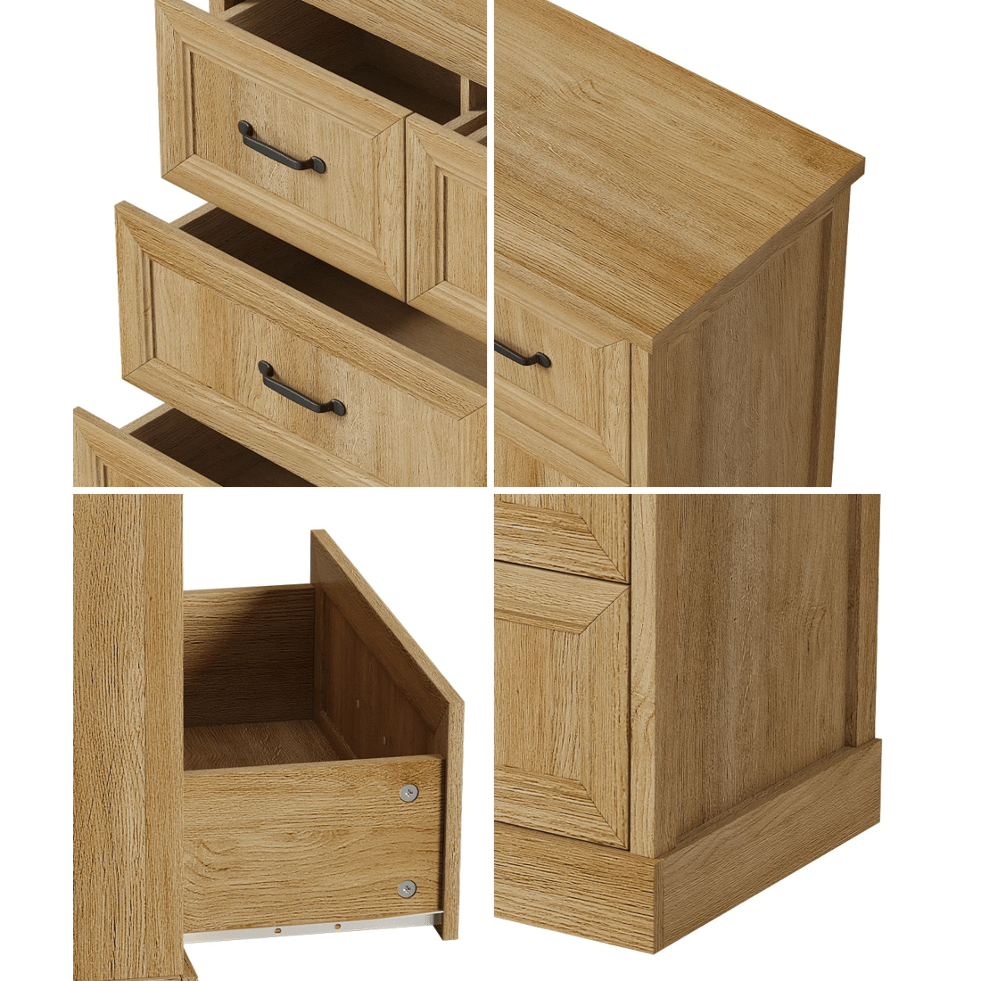 4 Oikiture 7 Chest of Drawers Bedside Dresser Tallboy Storage Bedroom - Natural, 4 of 9