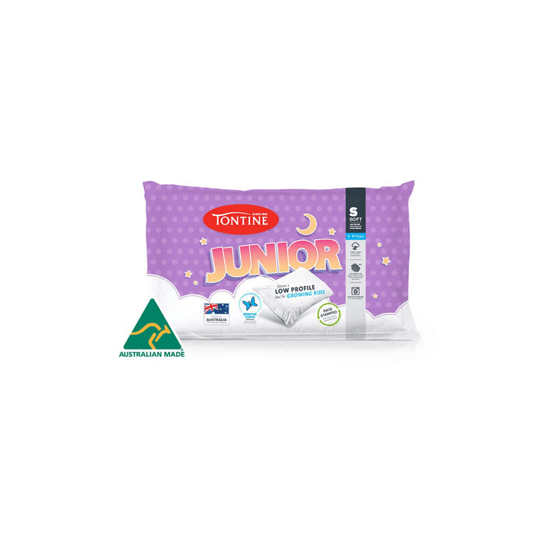 2 Tontine 46x72cm Junior 6-10yrs Kids Soft Cotton Pillow Low Profile
 - White, 2 of 3