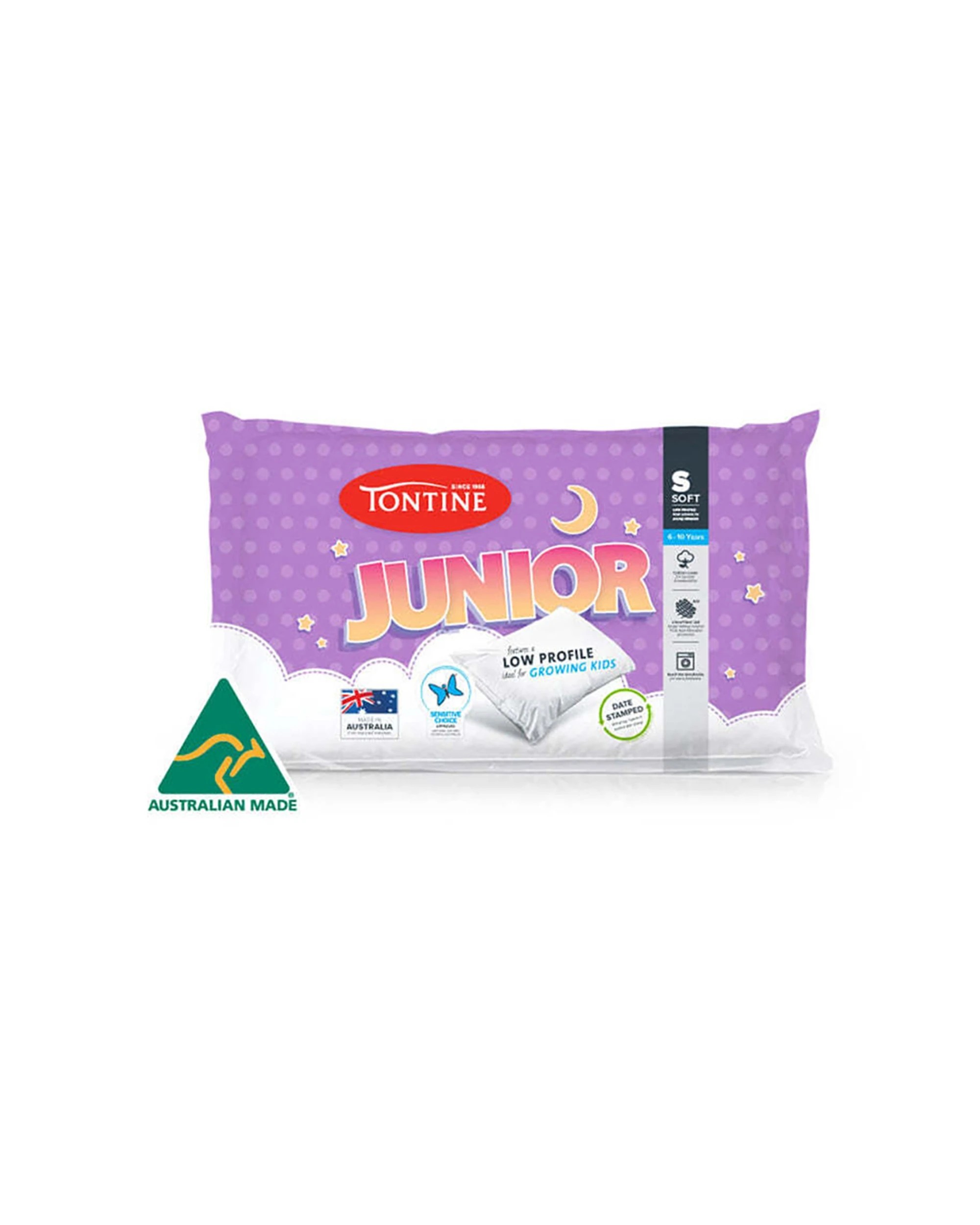 2 Tontine 46x72cm Junior 6-10yrs Kids Soft Cotton Pillow Low Profile
 - White, 2 of 3