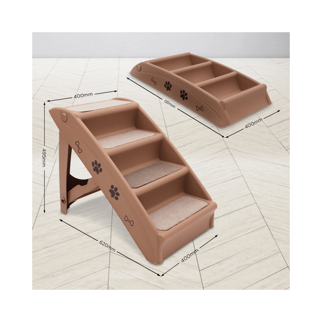 4 Furtastic Foldable Pet Stairs 50cm Dog Ladder Cat Ramp with Non-Slip Mat for Indoor Outdoor, 4 of 4