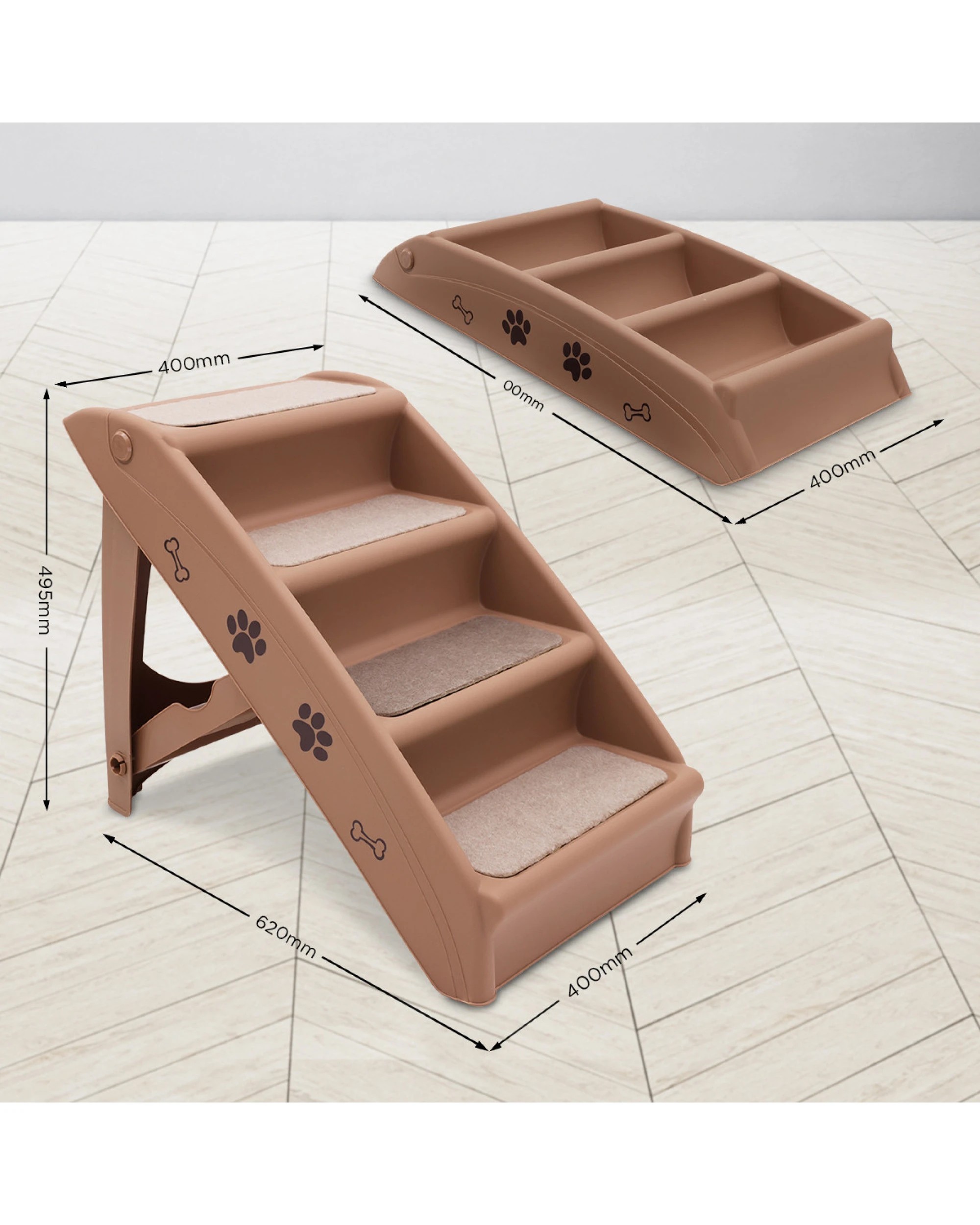 4 Furtastic Foldable Pet Stairs 50cm Dog Ladder Cat Ramp with Non-Slip Mat for Indoor Outdoor, 4 of 4