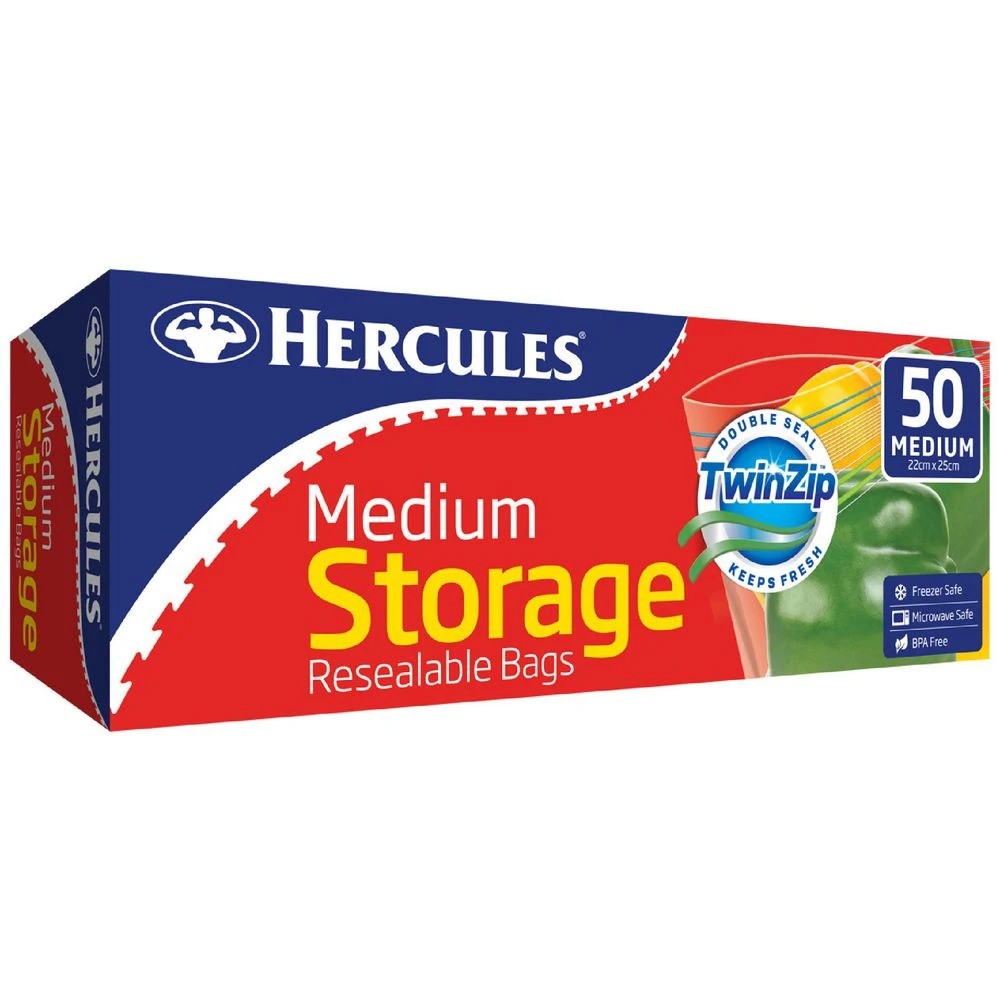 1 Hercules Twin Zip Storage Bags Medium 50 Pack, 1 of 1