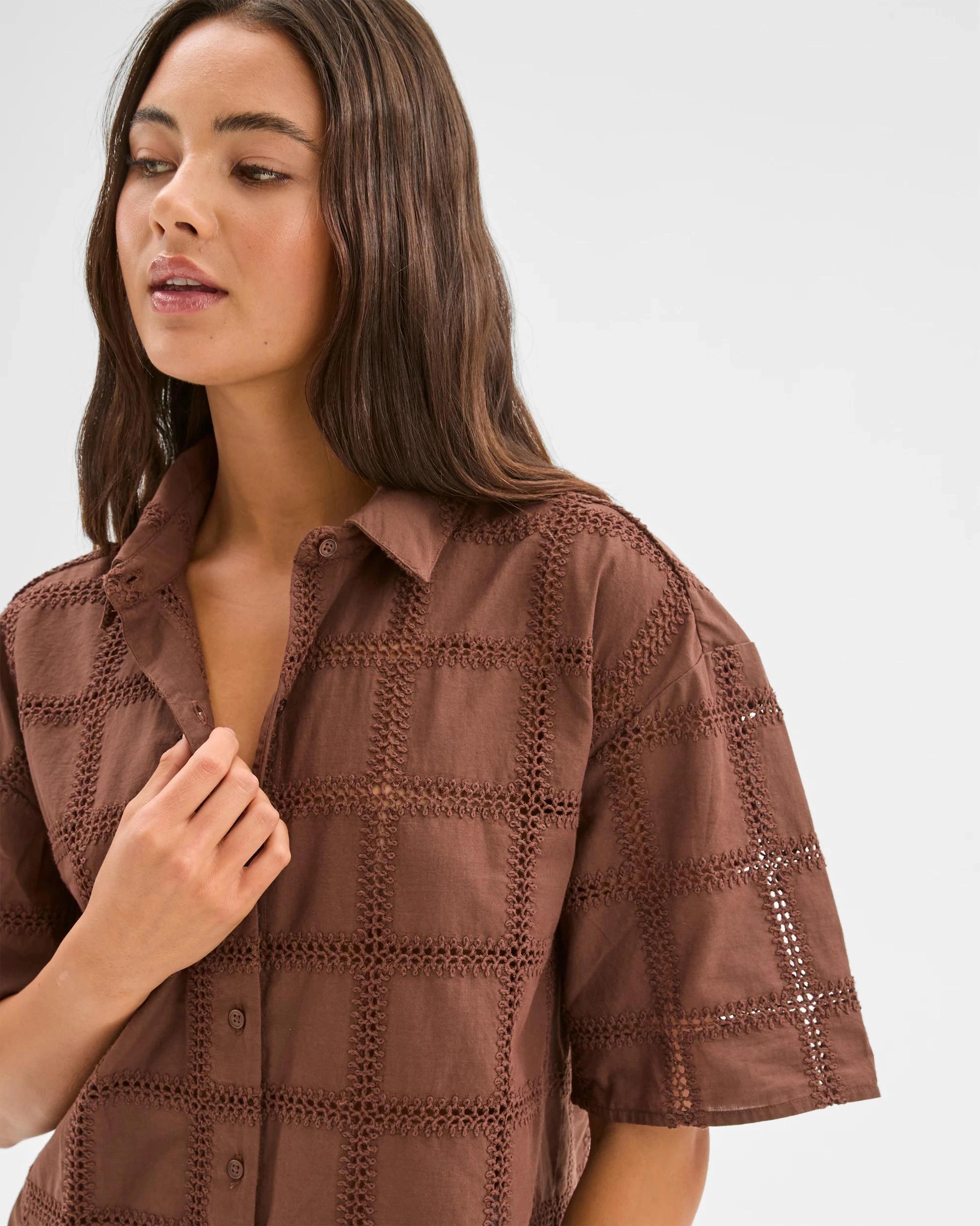 5 Embroidered Shirt - Lily Loves ESPRESSO, 5 of 7