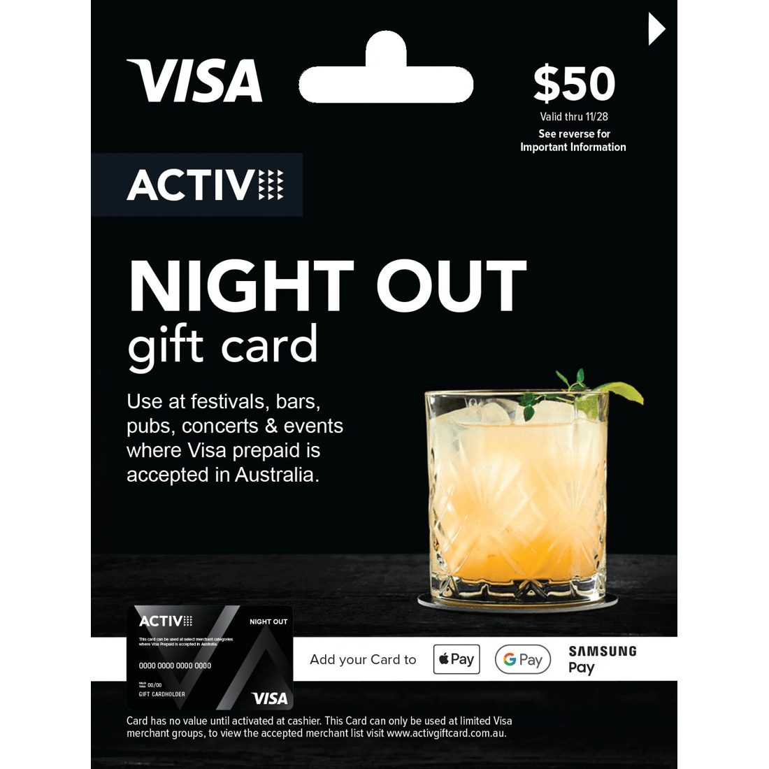 1 Activ VISA $50 Night Out Gift Card, 1 of 1