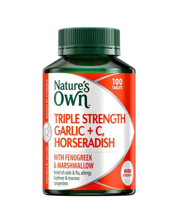 Nature's Own 100pc Triple Strength Garlic + C Horseradish Supplement Tablets