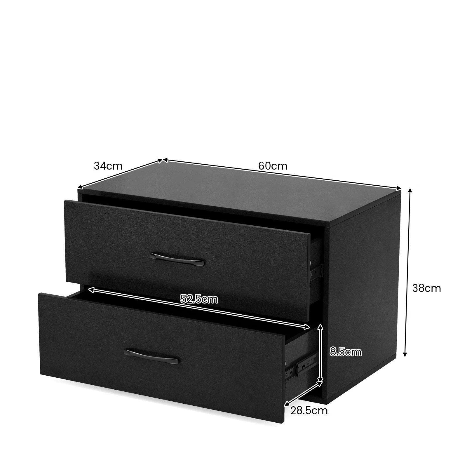4 Costway 2-Drawer Storage Organizer Stackable Drawer Chest Storage Cabinet w/Ample Storage Space - Black, 4 of 5