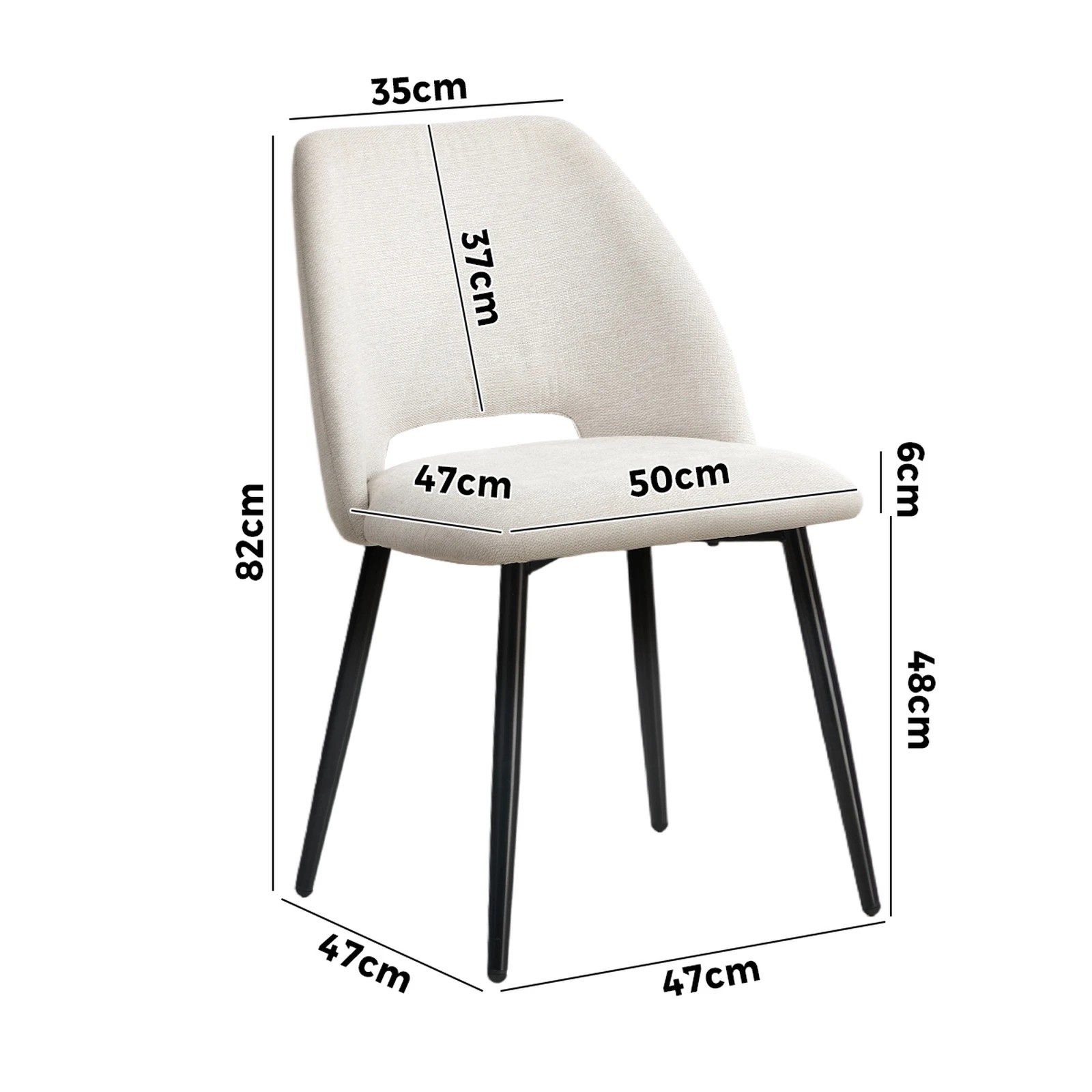 2 Oikiture 2x Dining Chair Accent Chairs Linen Fabric - Beige, 2 of 9