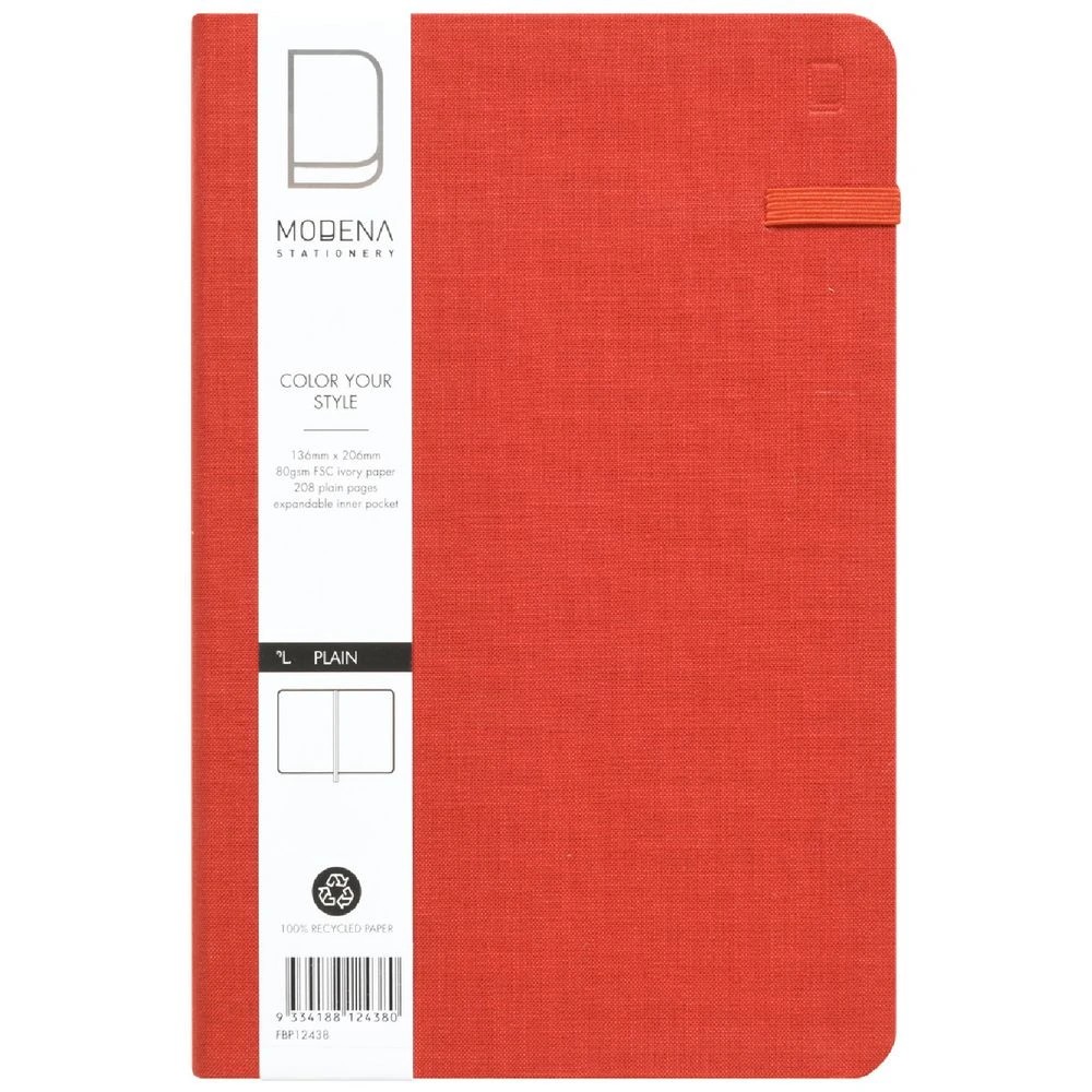 1 Modena A5 Linen Plain Notebook Orange, 1 of 5