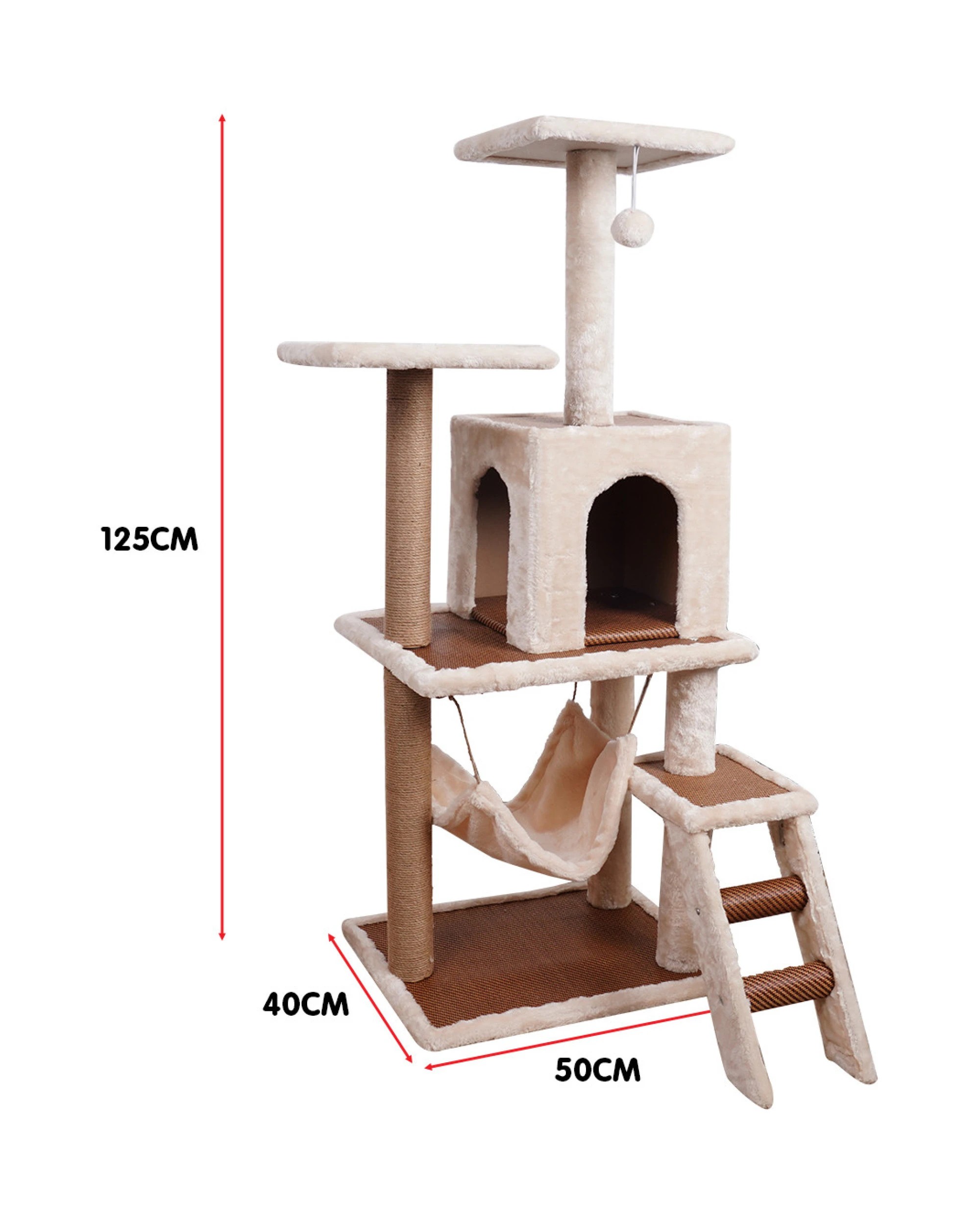 5 Furtastic 125cm Cat Tree Scratching Post - Beige, 5 of 7