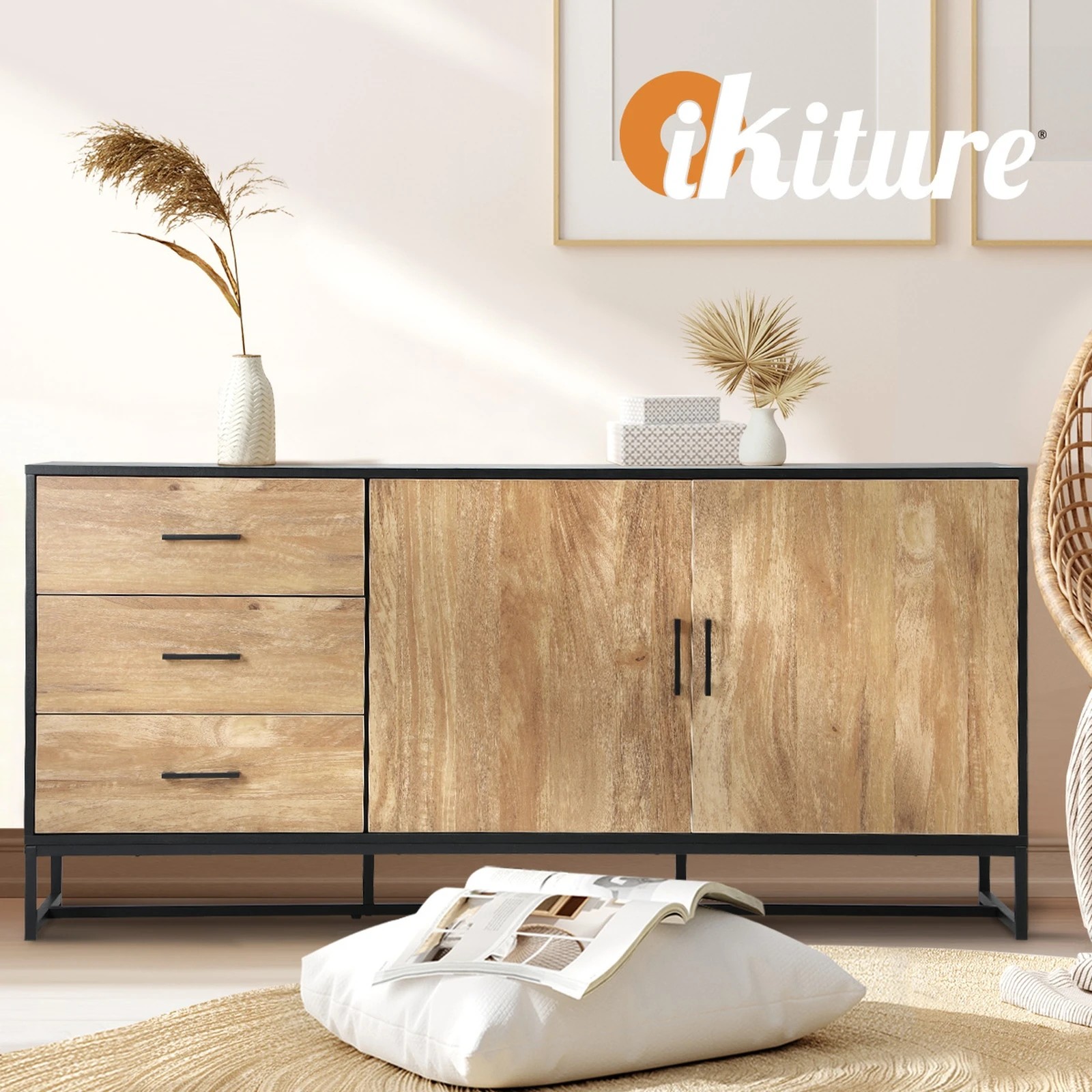 5 Oikiture Buffet Sideboard Cabinet 3 Drawers 2 Doors
 - Multi, 5 of 10