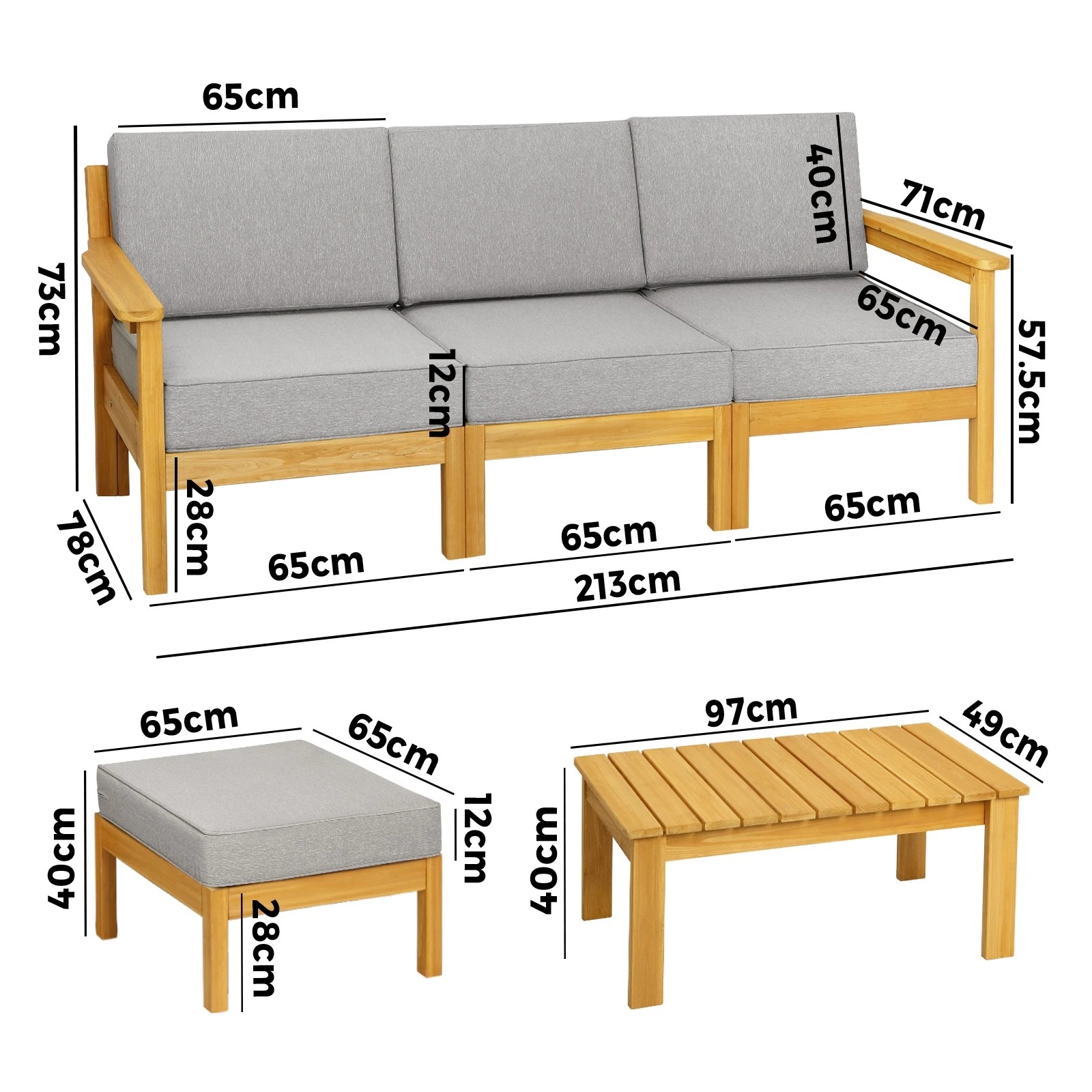 2 Livsip 5 Piece Outdoor Lounge Sofa Set
 - Grey, 2 of 9