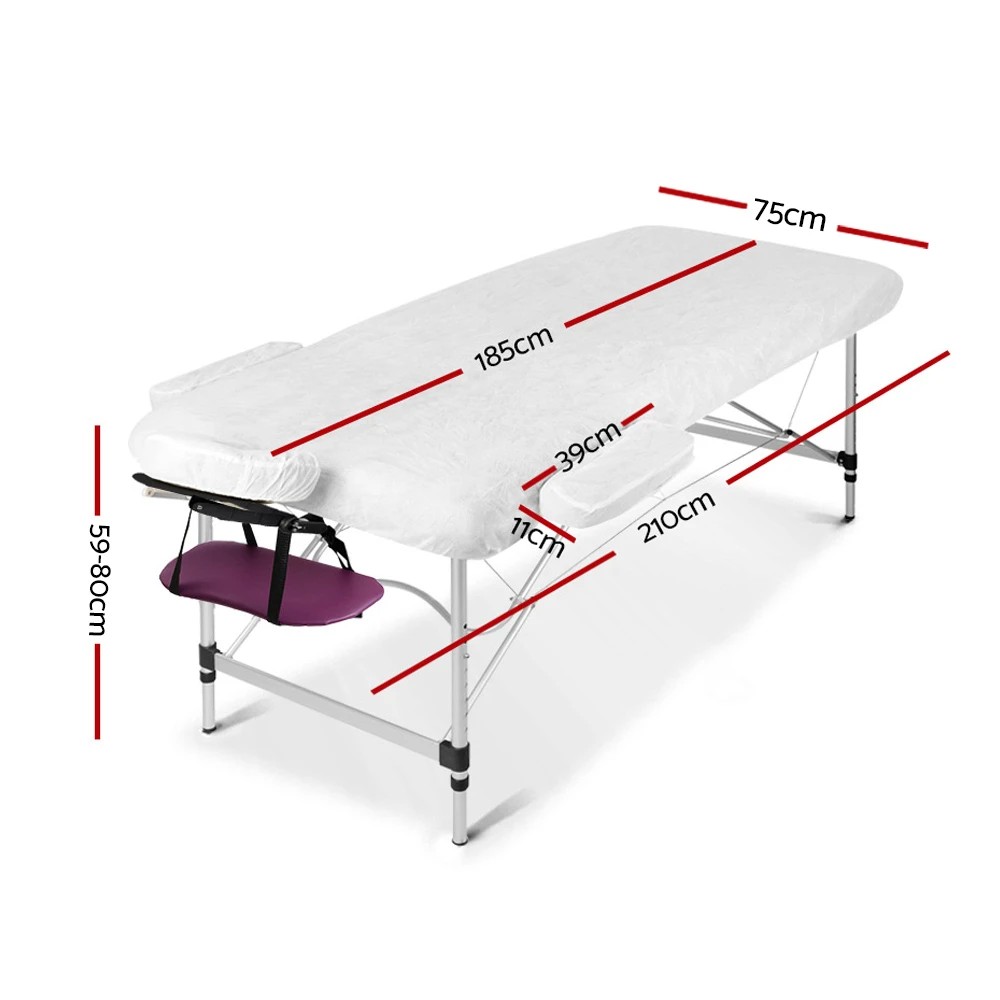 2 Zenses Massage Table 75cm Portable 3 Fold Aluminium Beauty Bed - Purple, 2 of 6