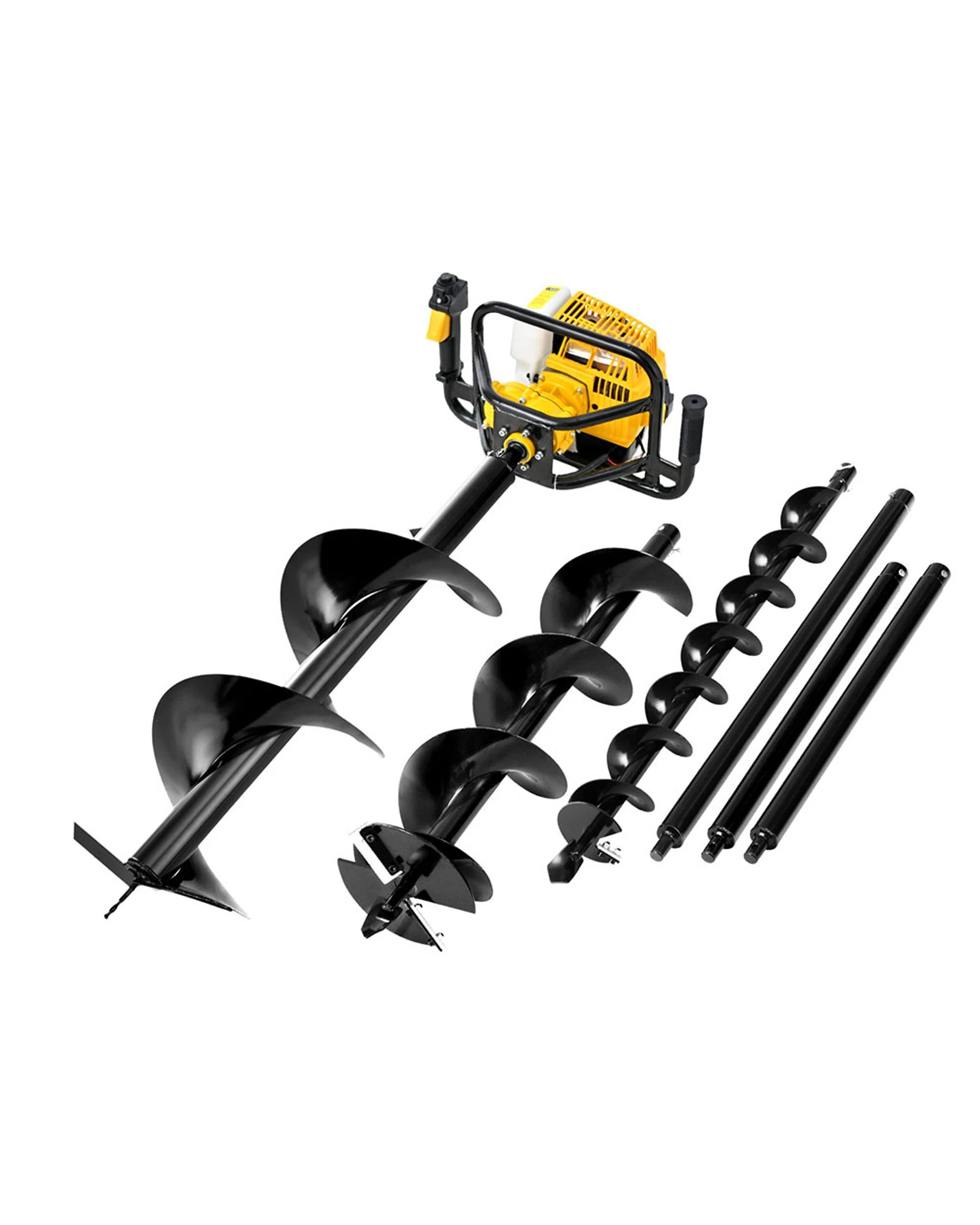 1 Giantz Post Hole Digger Petrol Motor Drill Extension Auger Bits Kits - Multi, 1 of 6