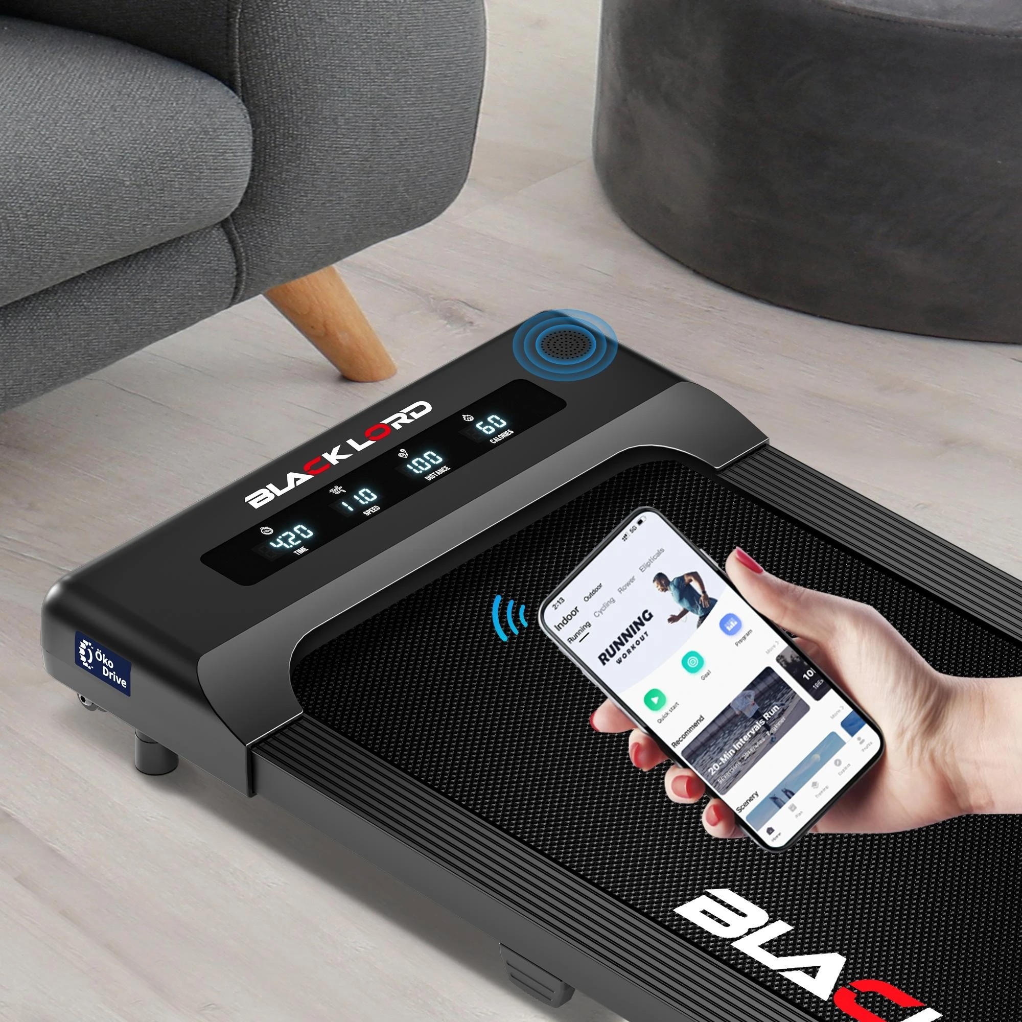 3 Black Lord Treadmill Electric Walking Pad Under Desk Home Gym 400mm - Black, 3 of 8