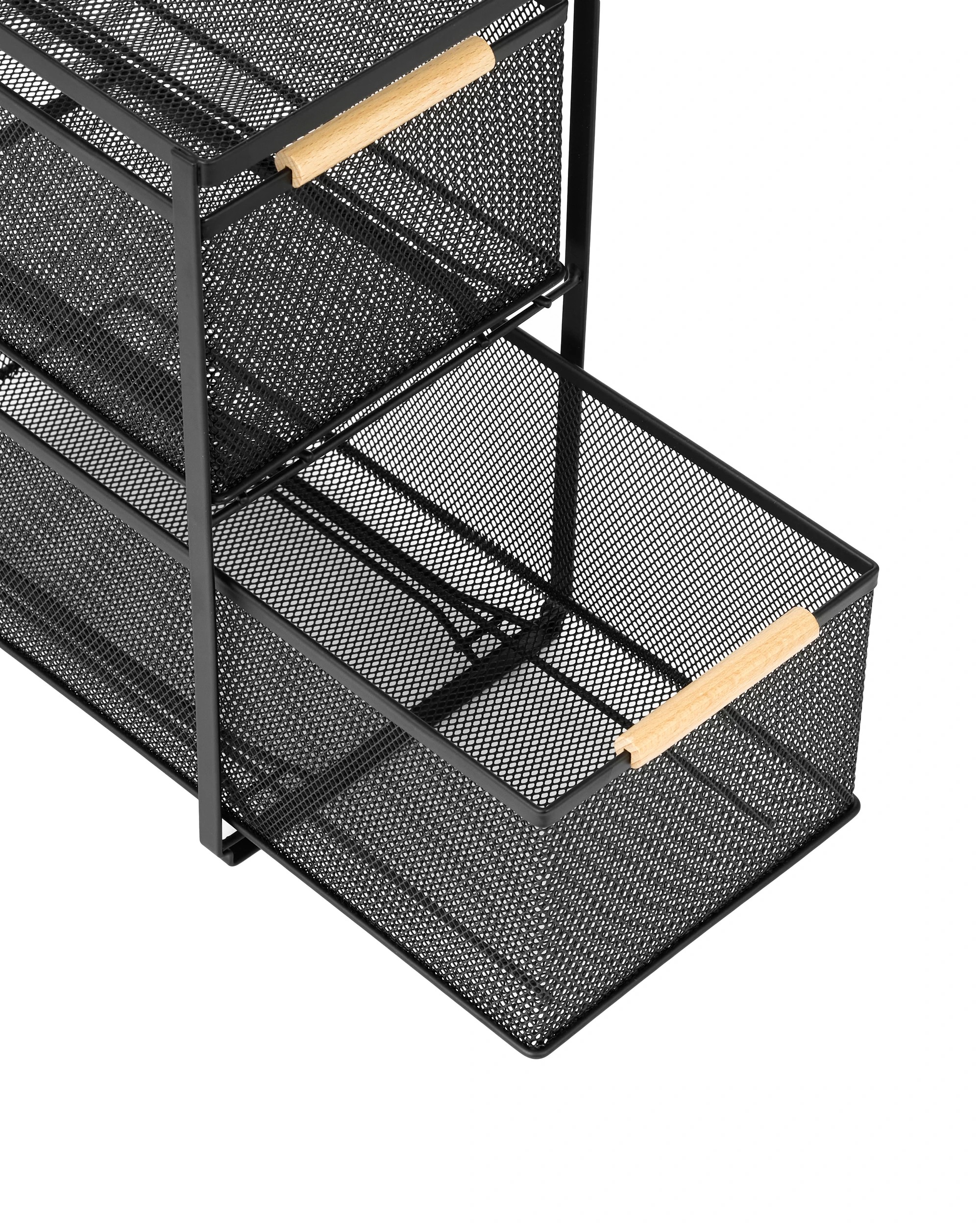 4 2 Drawer Mesh Organiser - Black, 4 of 5