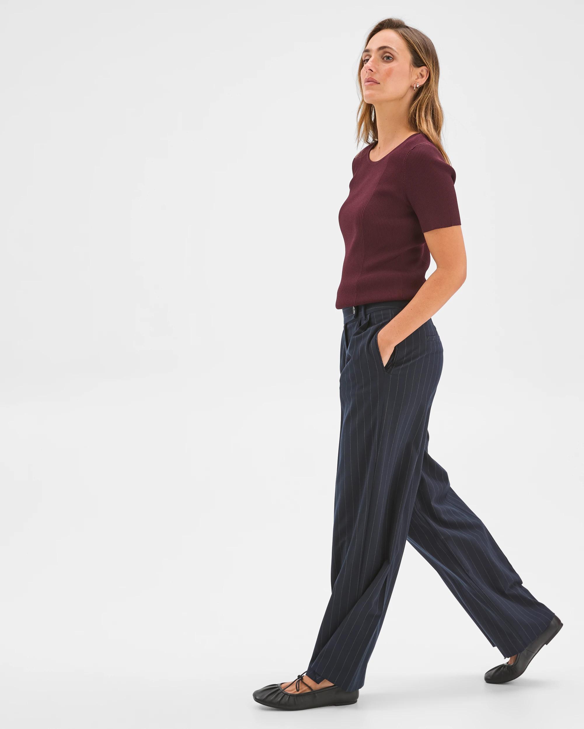3 Preview Classic PVL Wide Leg Pants NAVY PINSTRIPE, 3 of 6