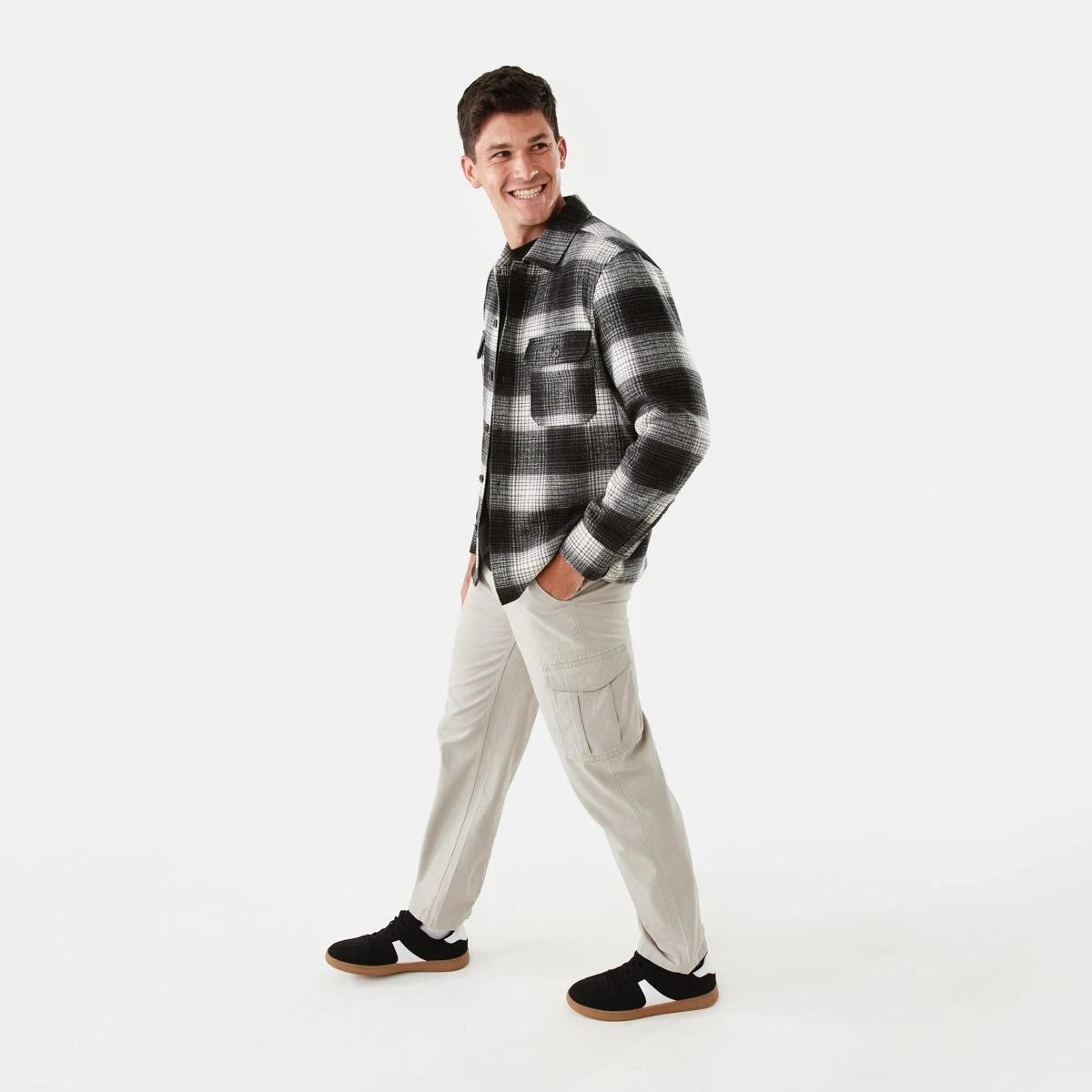 3 Long Sleeve Check Overshirt Blk Check, 3 of 8