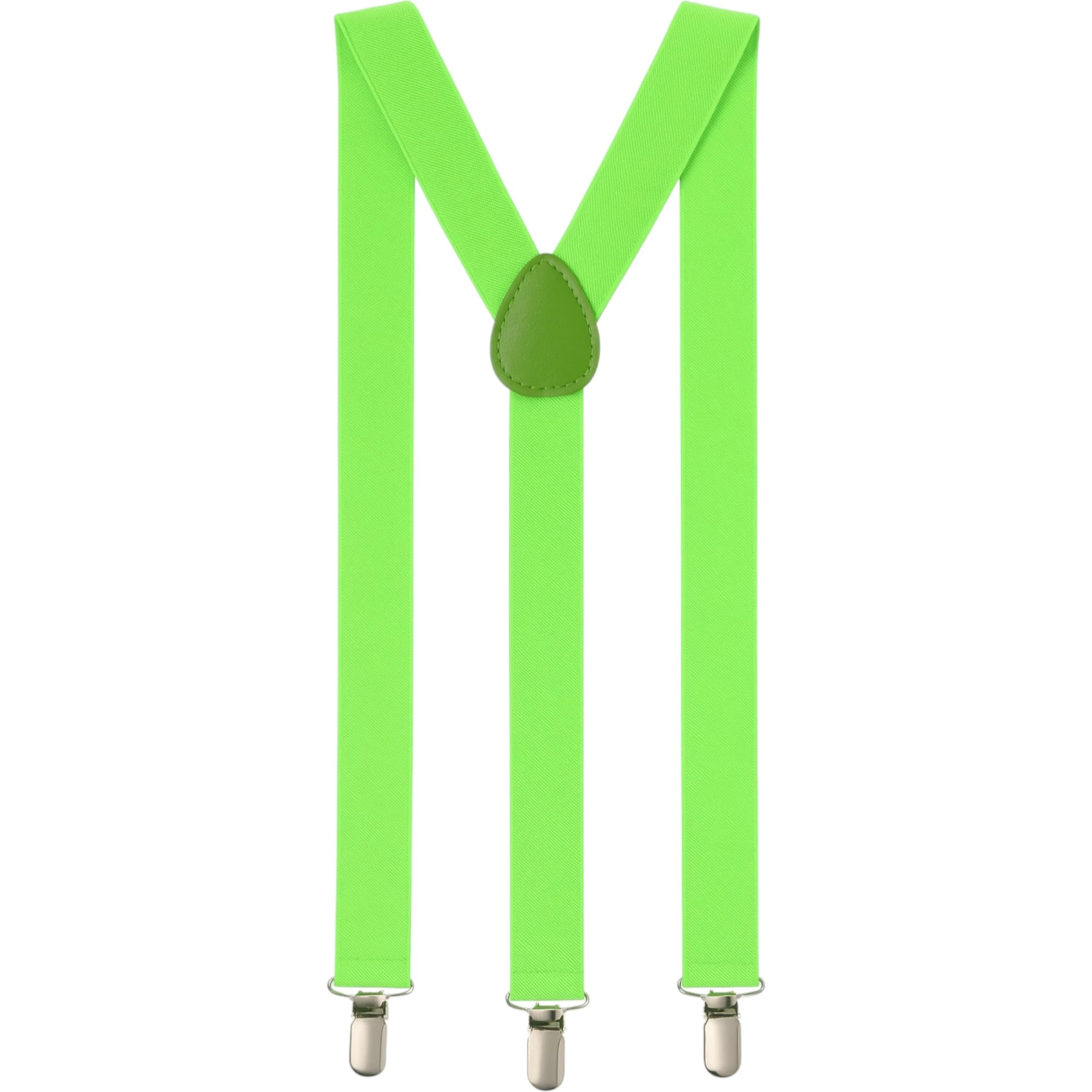 3 Zasel Mens Extra Long Adjustable 138cm Fluro Green Suspenders - Green, 3 of 3