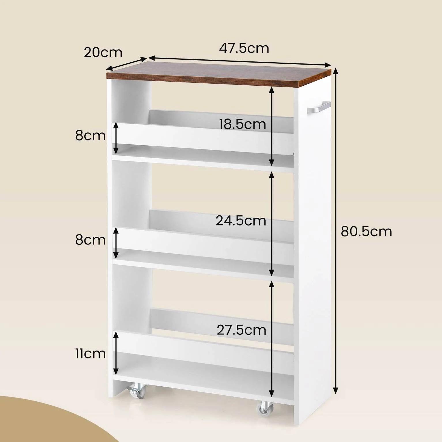 2 Costway 4-Tier Rolling Storage Cart Slim Kitchen Trolley Slide Out Utility Cart - Multi, 2 of 4