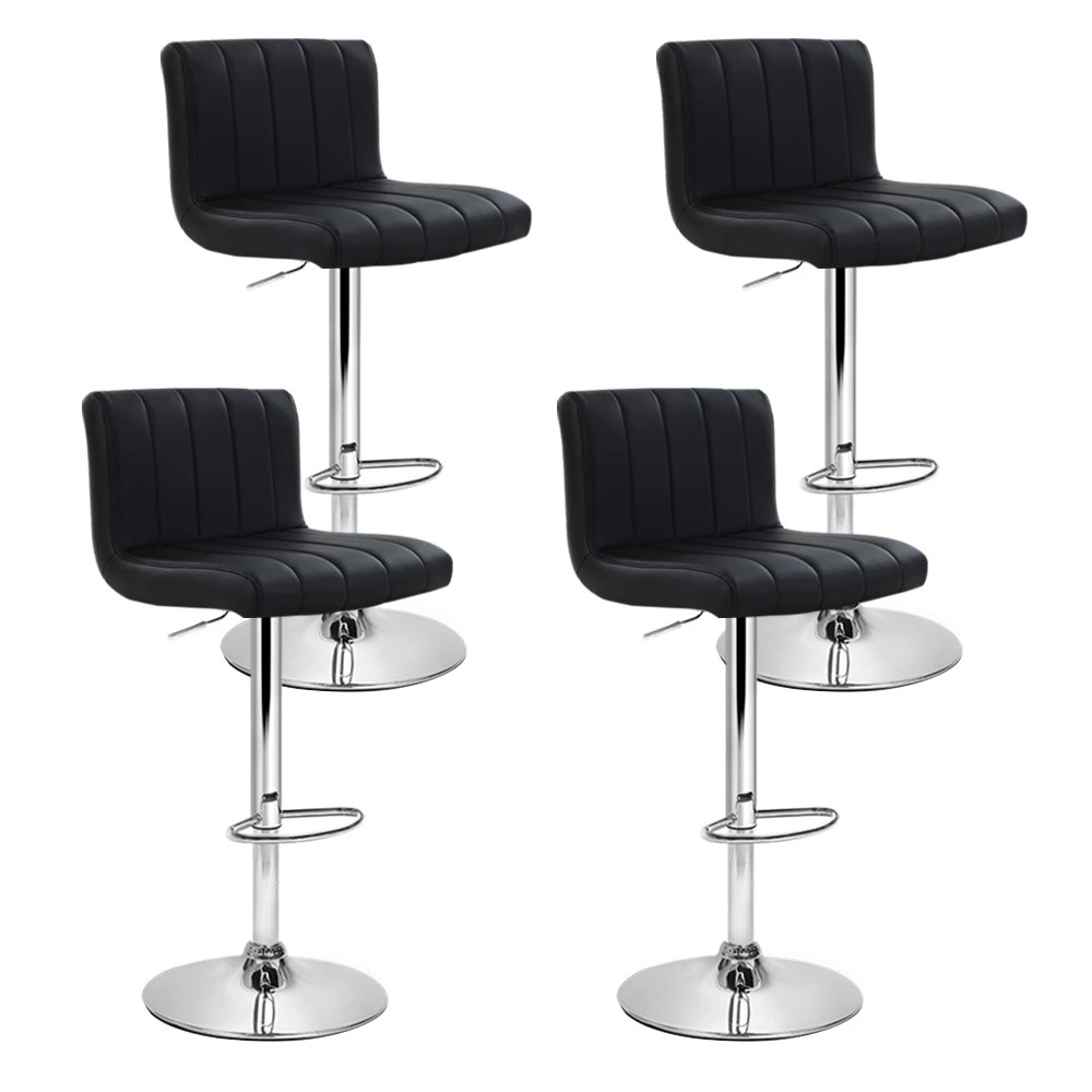 1 Artiss 4x Bar Stools Gas Lift Leather - Black, 1 of 5