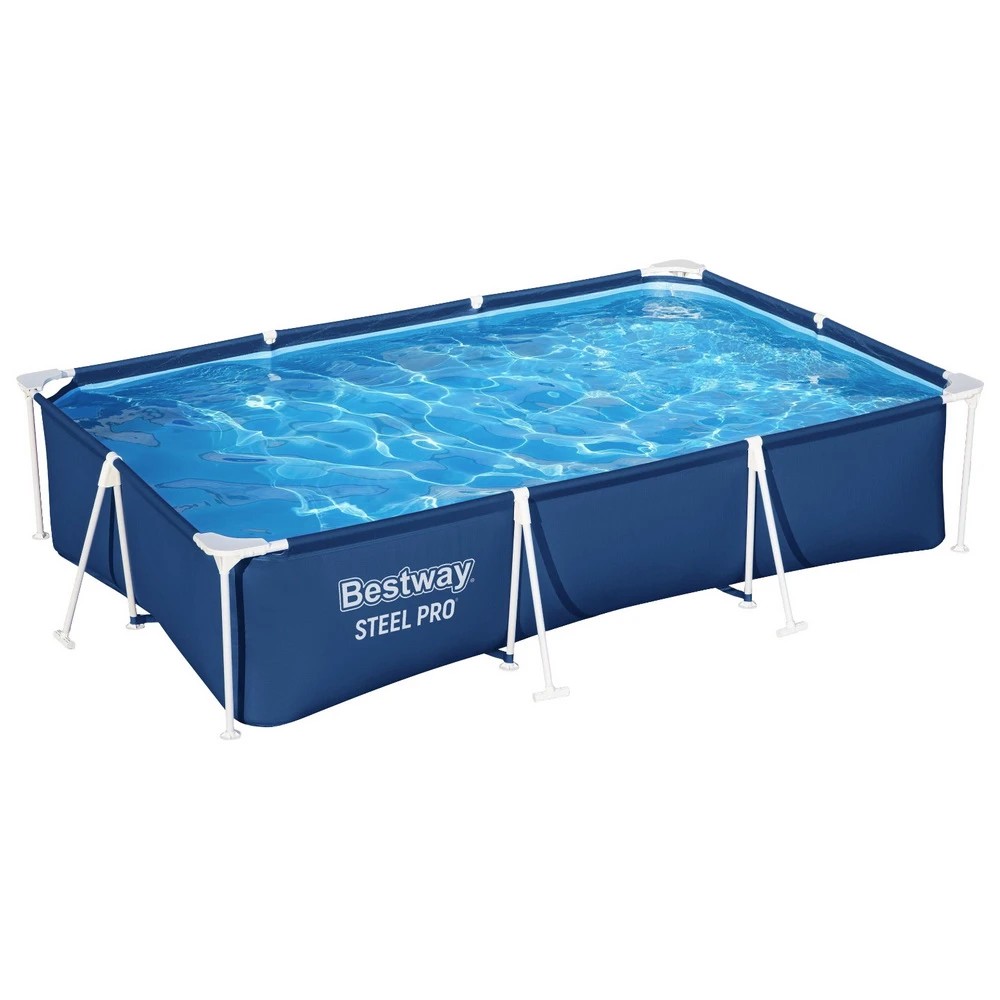 1 Bestway Swimming Pool 300x201x66cm Steel Frame Above Ground Pools w/ Filter Pump 3300L - Multi, 1 of 10