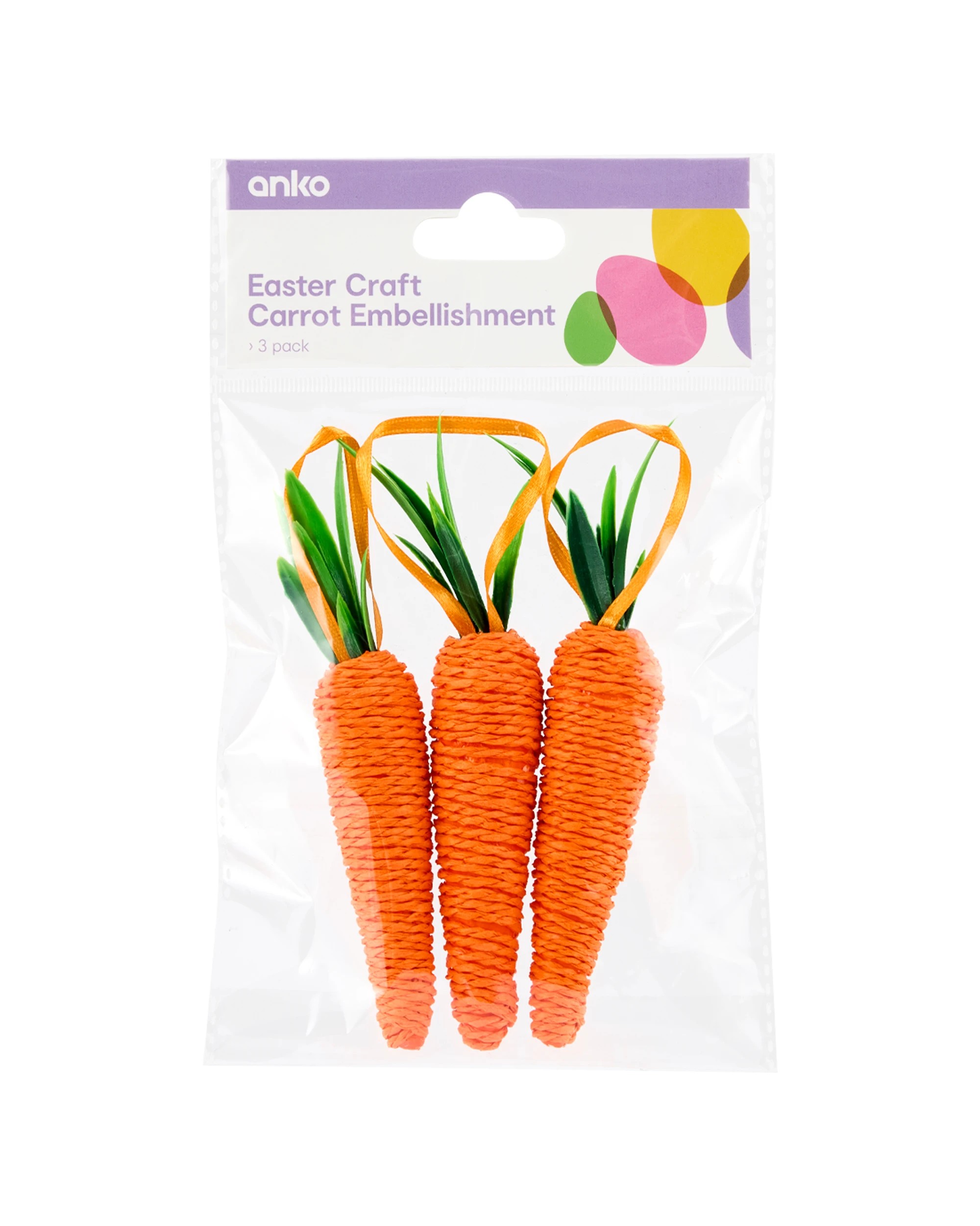 2 3 Pack Easter Craft Carrot Embellishment, 2 of 2