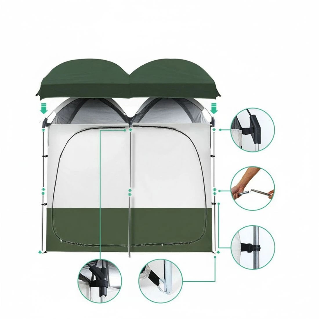 4 Weisshorn Double Camping Shower Toilet Tent Outdoor Portable Change Room - Multi, 4 of 7