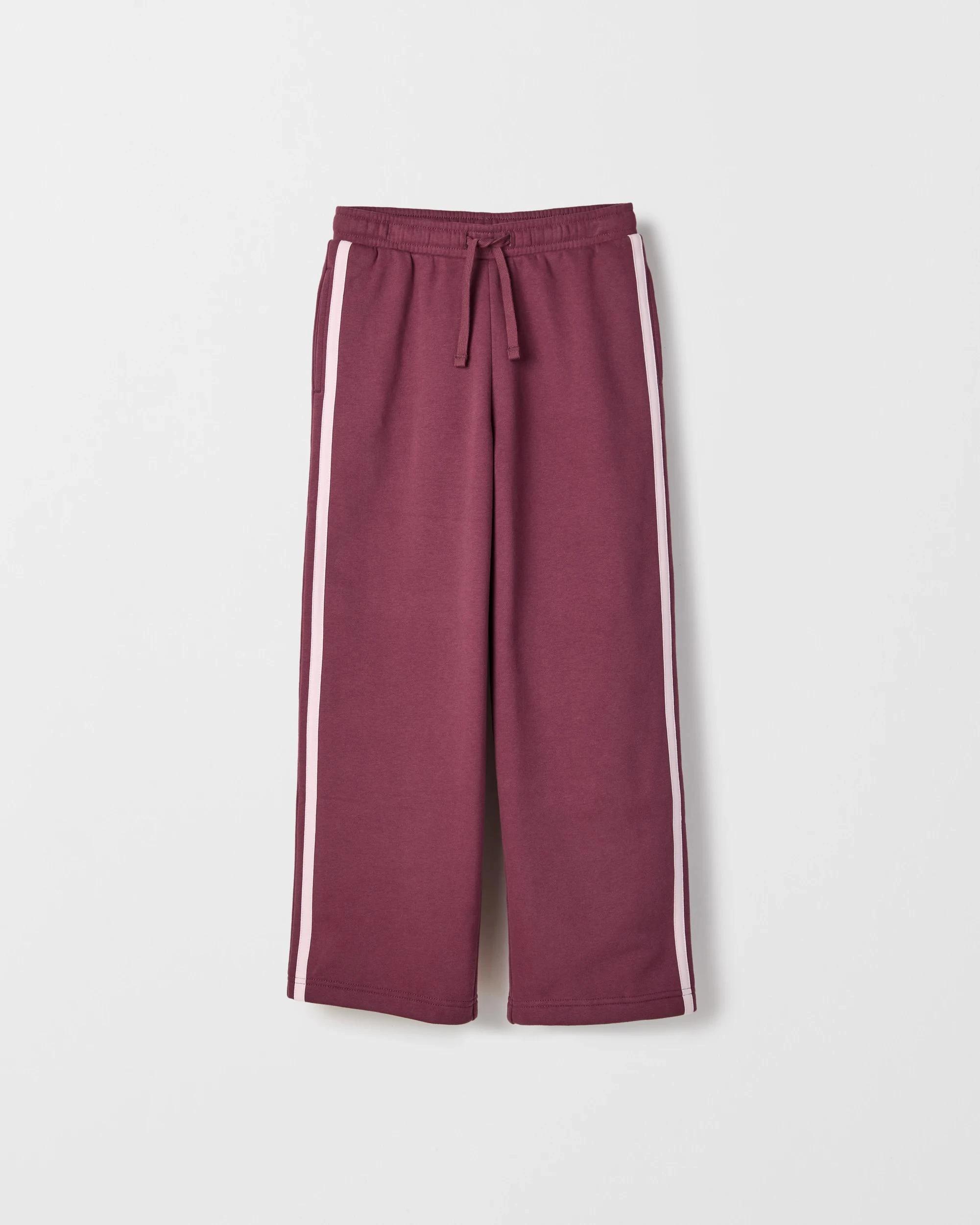 1 Target Kids Australian Cotton Blend Side Taping Trackpants BURGUNDY, 1 of 1