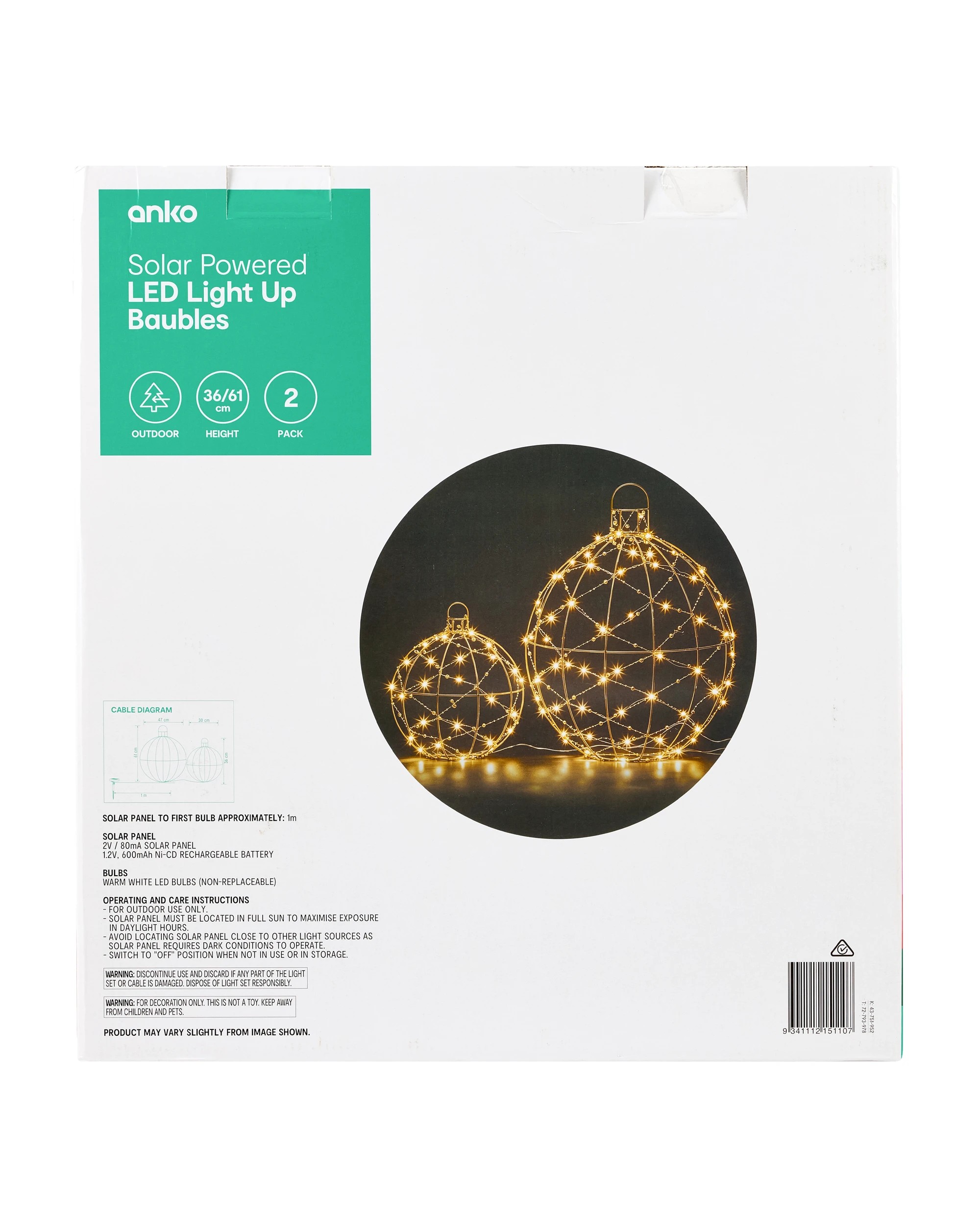 8 2 Pack Solar Powered LED Light Up Baubles, 8 of 8