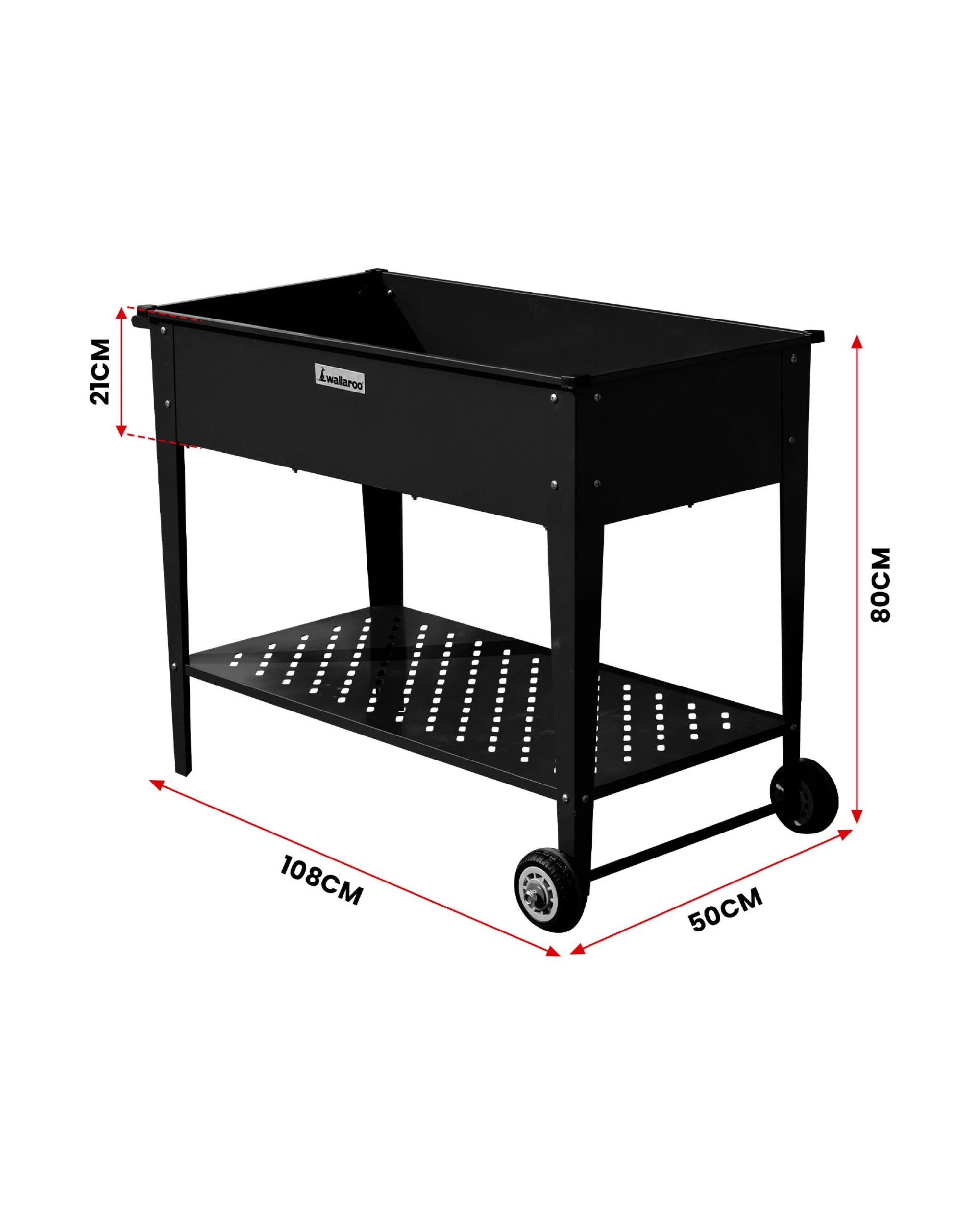 2 Wallaroo Garden Bed Cart Raised Planter Box Wheels Steel Storage Plants Shelf - Black, 2 of 10