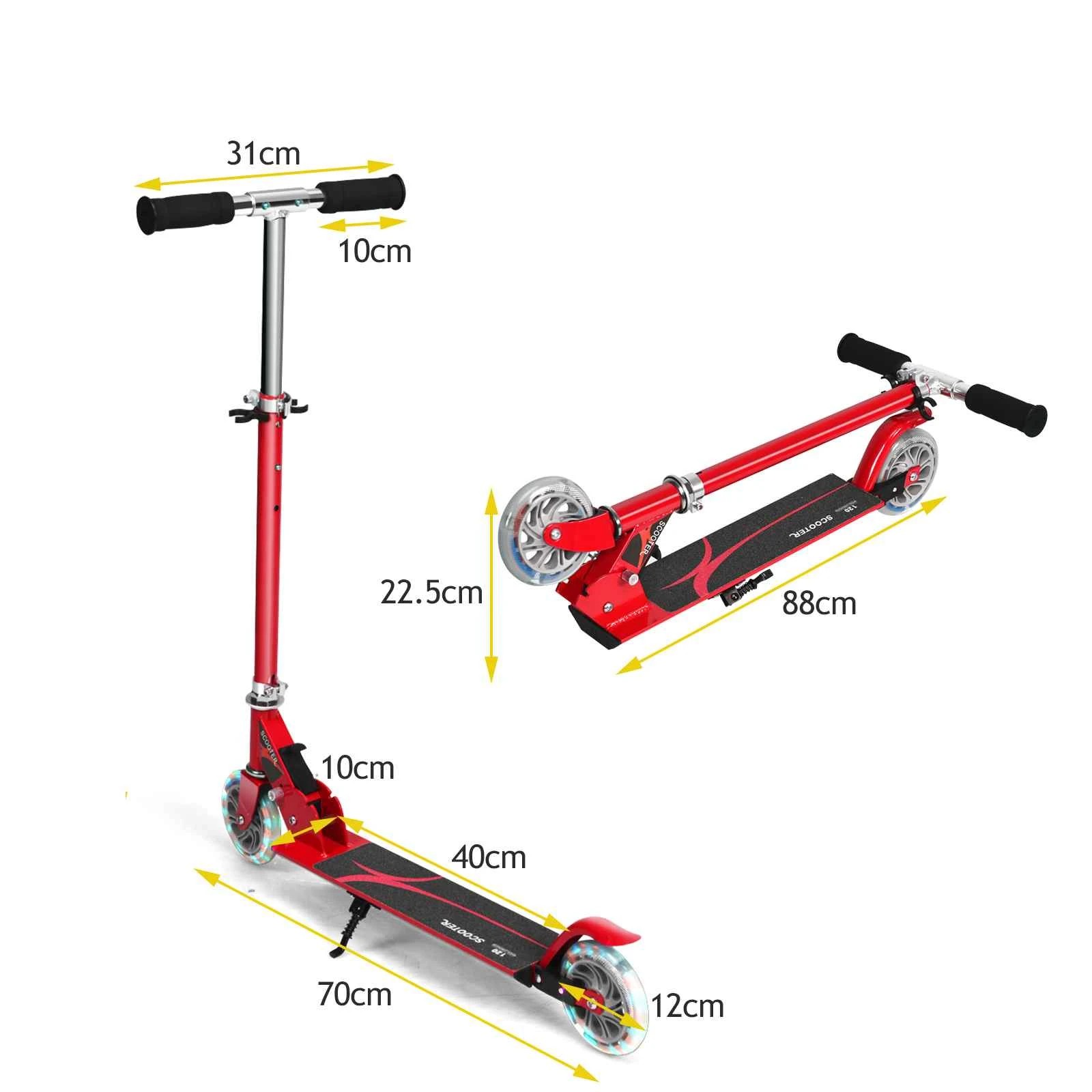2 Costway Folding Kids Kick Scooter w/LED Wheels Height Adjustable Ride on Toy - Red, 2 of 3