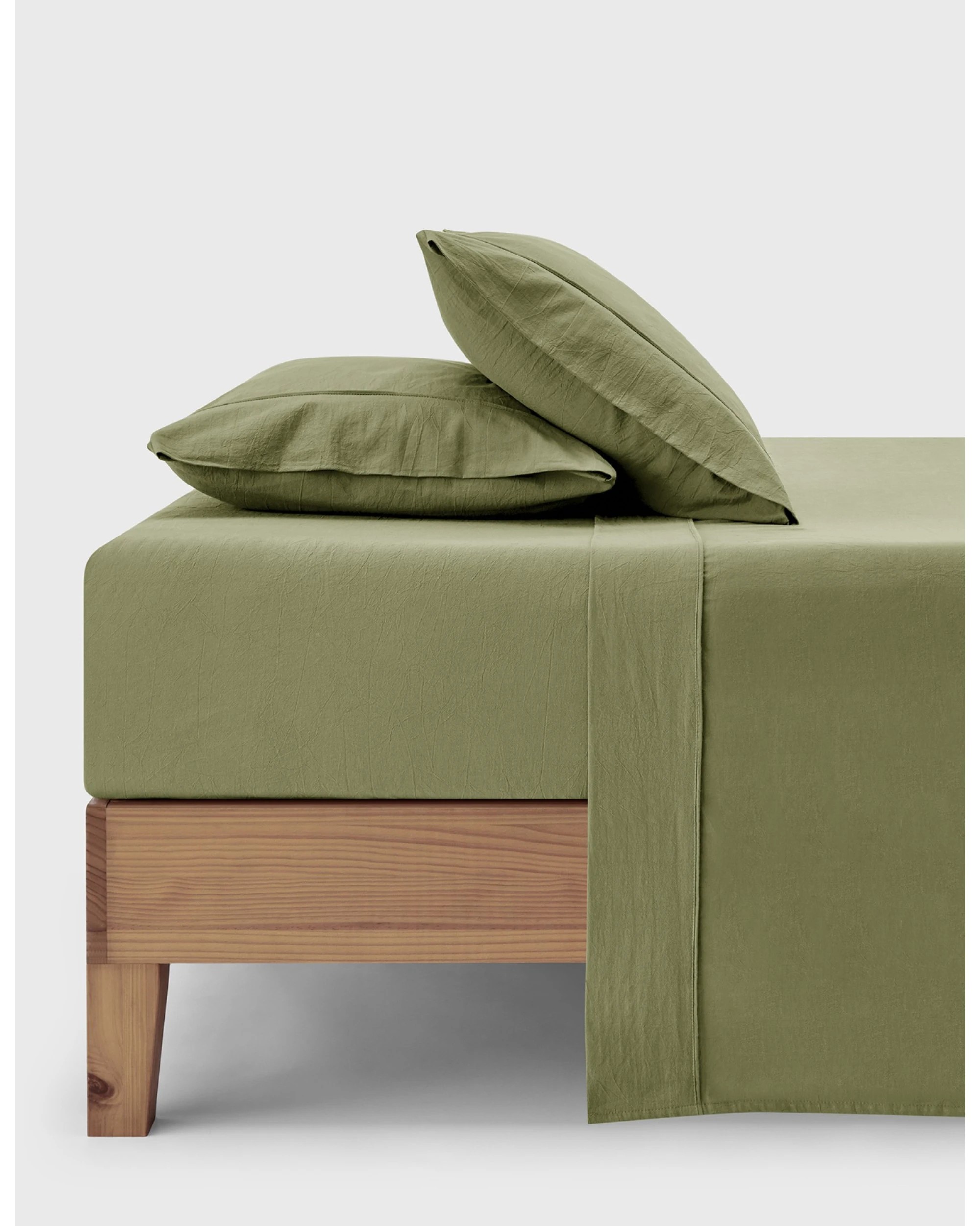 1 Dreamaker Bonnie Washed Cotton Sheet Set - Super King Bed - Olive, 1 of 9