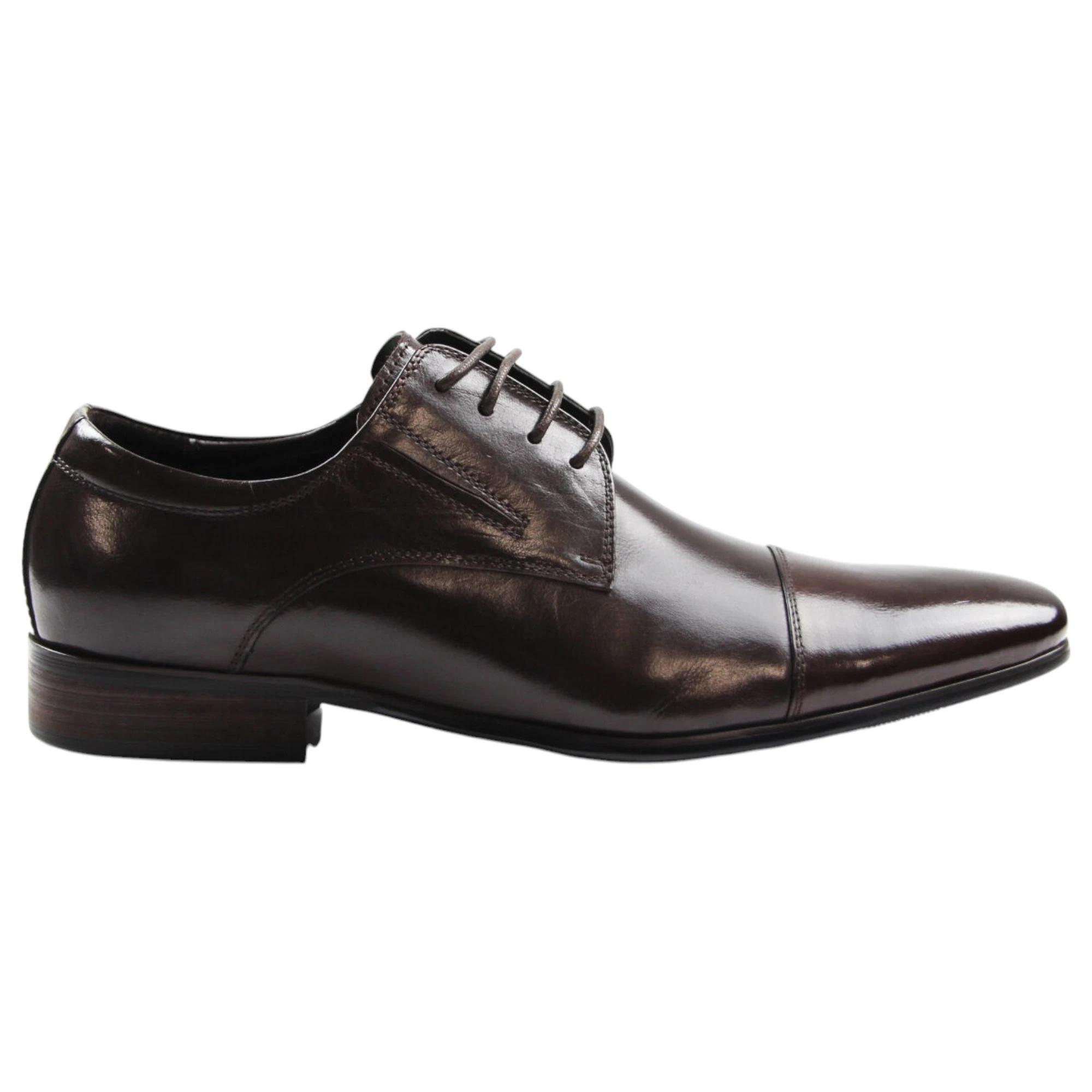 2 Zasel Mens Parker Leather Lace Up Work Formal Dress Casual Shoes BROWN, 2 of 3